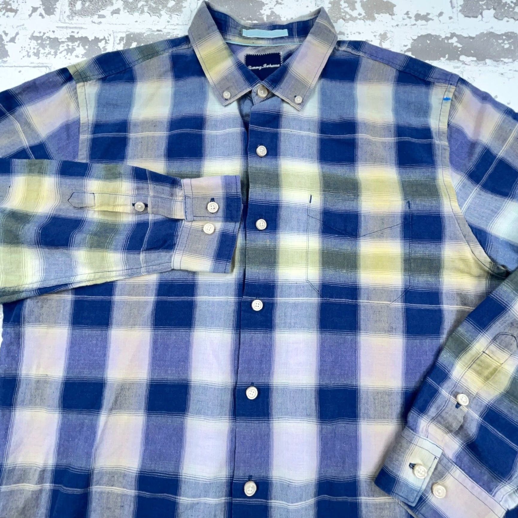 Tommy Bahama VINTAGE Tommy Bahama Men's Button-Up Shirt XL Blue Linen Hawaiian Beach Casual Size US XL / EU 56 / 4 - 3 Thumbnail