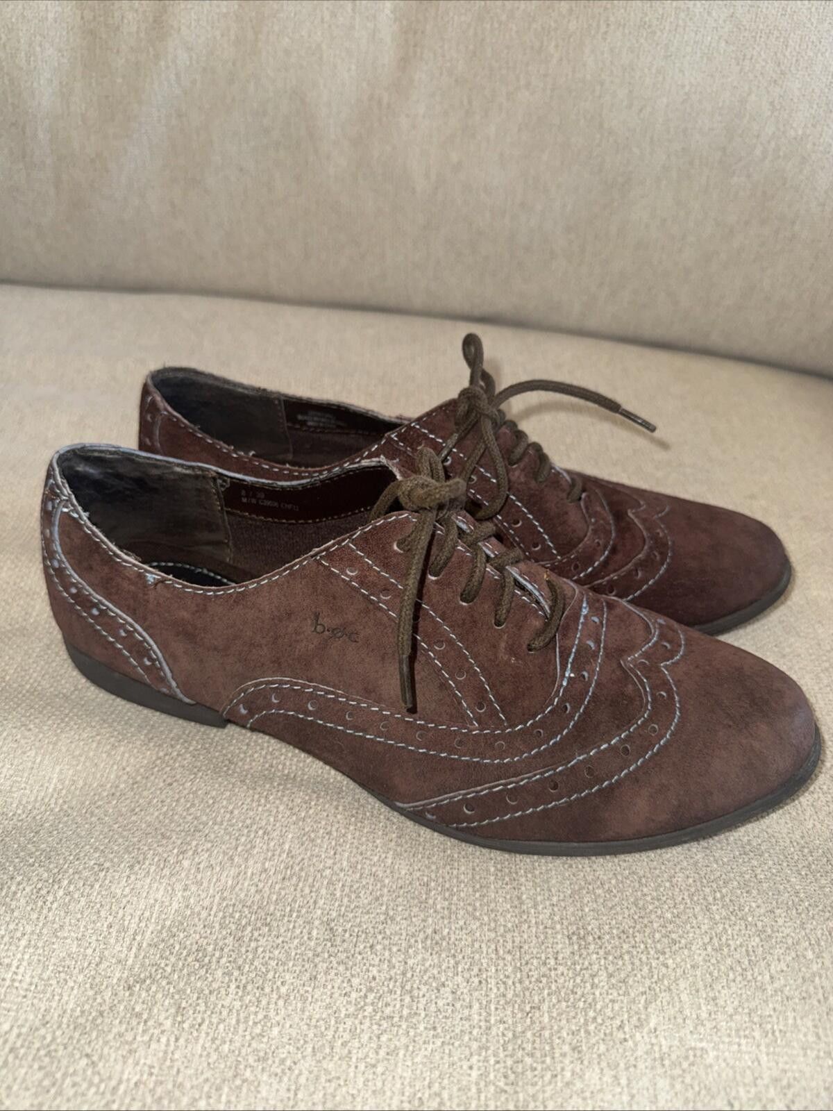 Born Born Suzette Wingtips Brown Suede Oxford Flat Blue Stitching Size US 8 / IT 38 - 1 Thumbnail