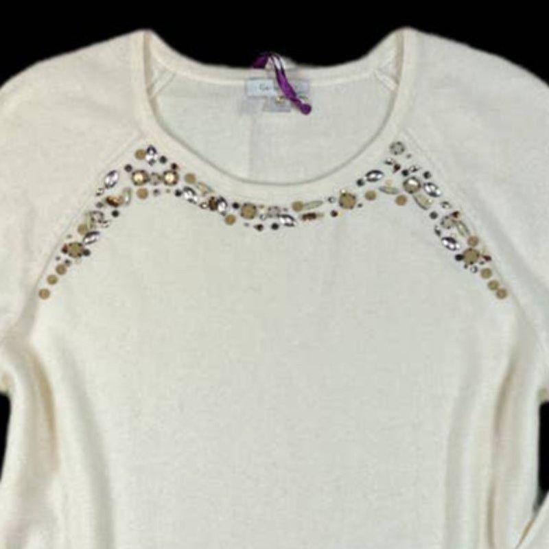 NBDN Nobrandedon Garnet Hill Off White Cashmere Sweater Top | Size L Size L / US 10 / IT 46 - 3 Thumbnail