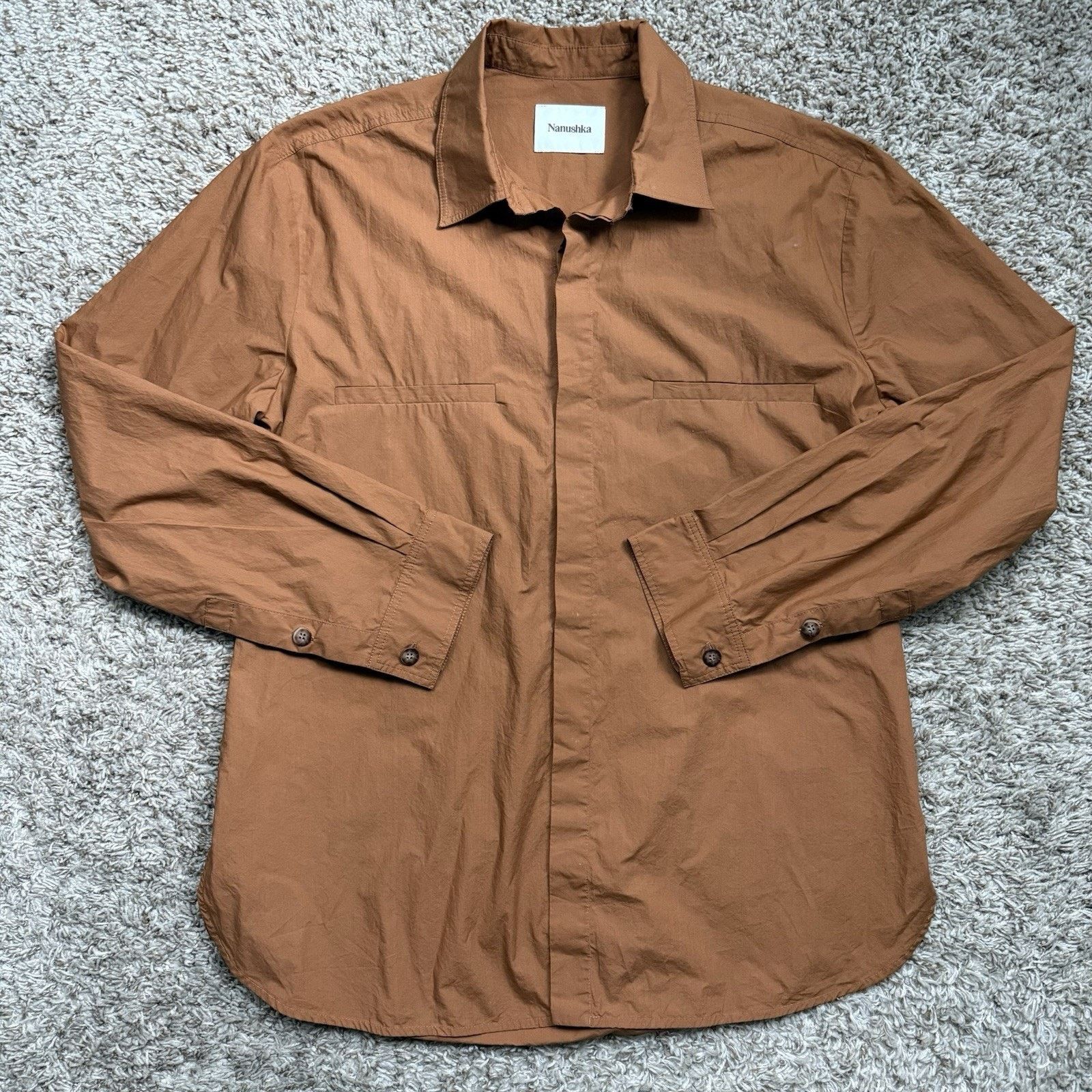 Nanushka $520 Nanushka Tan Orange Damos Shirt Oversized Button Up Size US M / EU 48-50 / 2 - 4 Thumbnail
