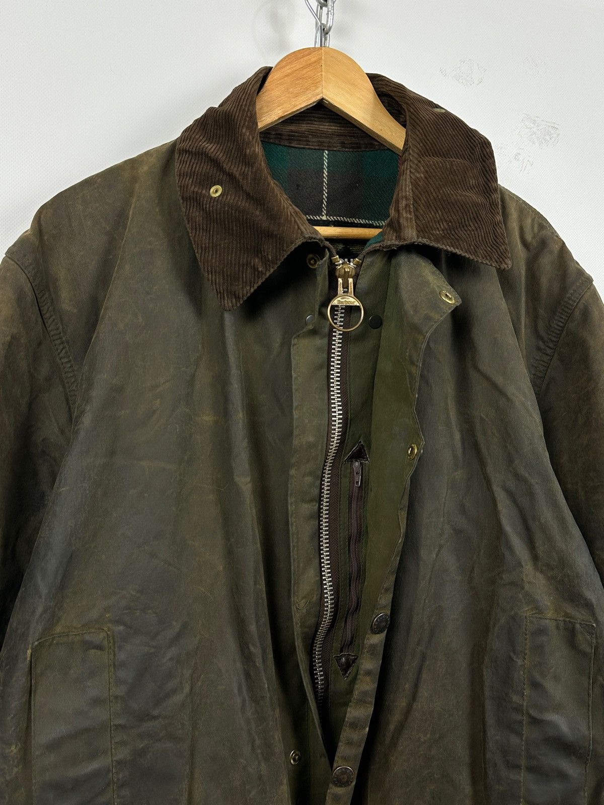 Barbour Vintage Barbour Northumbria Olive Green Waxed Coat Jacket Size US XL / EU 56 / 4 - 16 Thumbnail