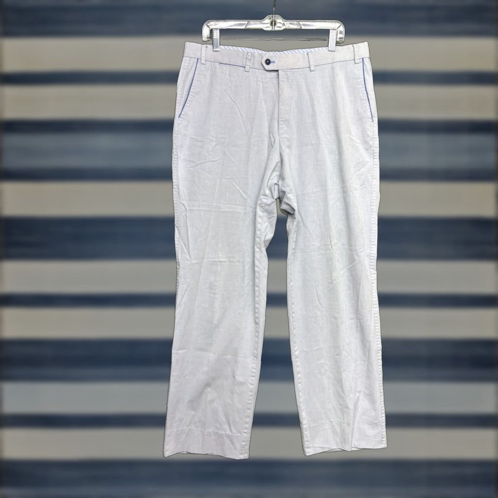 Vintage Hiltl Pants Mens 37 Gray Chino Flat Front Stretch Cotton Pockets Casual Business Regular 31 in Straight Size US 37 - 1 Thumbnail