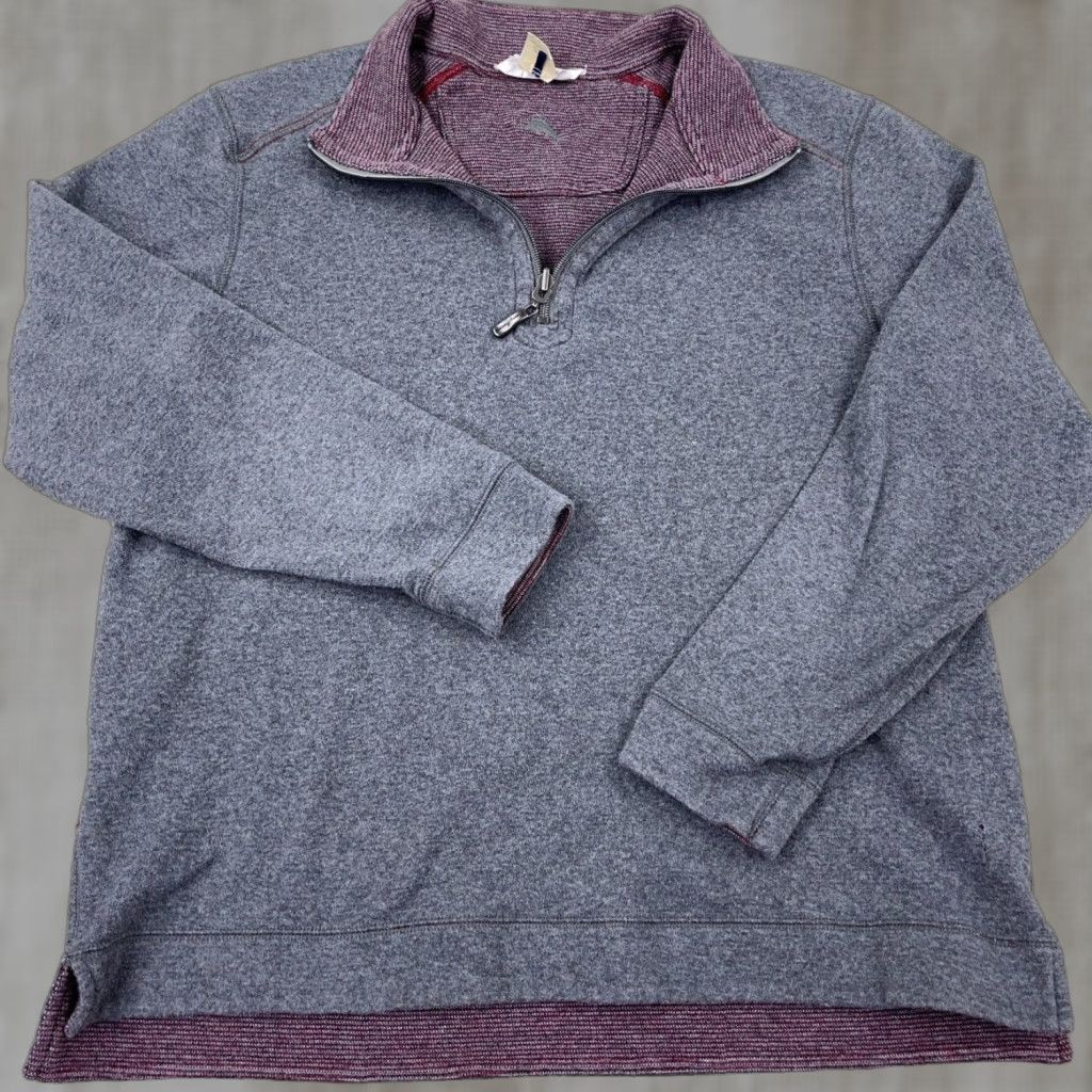 Tommy Bahama VINTAGE Tommy Bahama Sweater Shirt Men M Gray Red Reversible Quarter Zip Marlin 4-Season Casual Mens Size US M / EU 48-50 / 2 - 1 Thumbnail