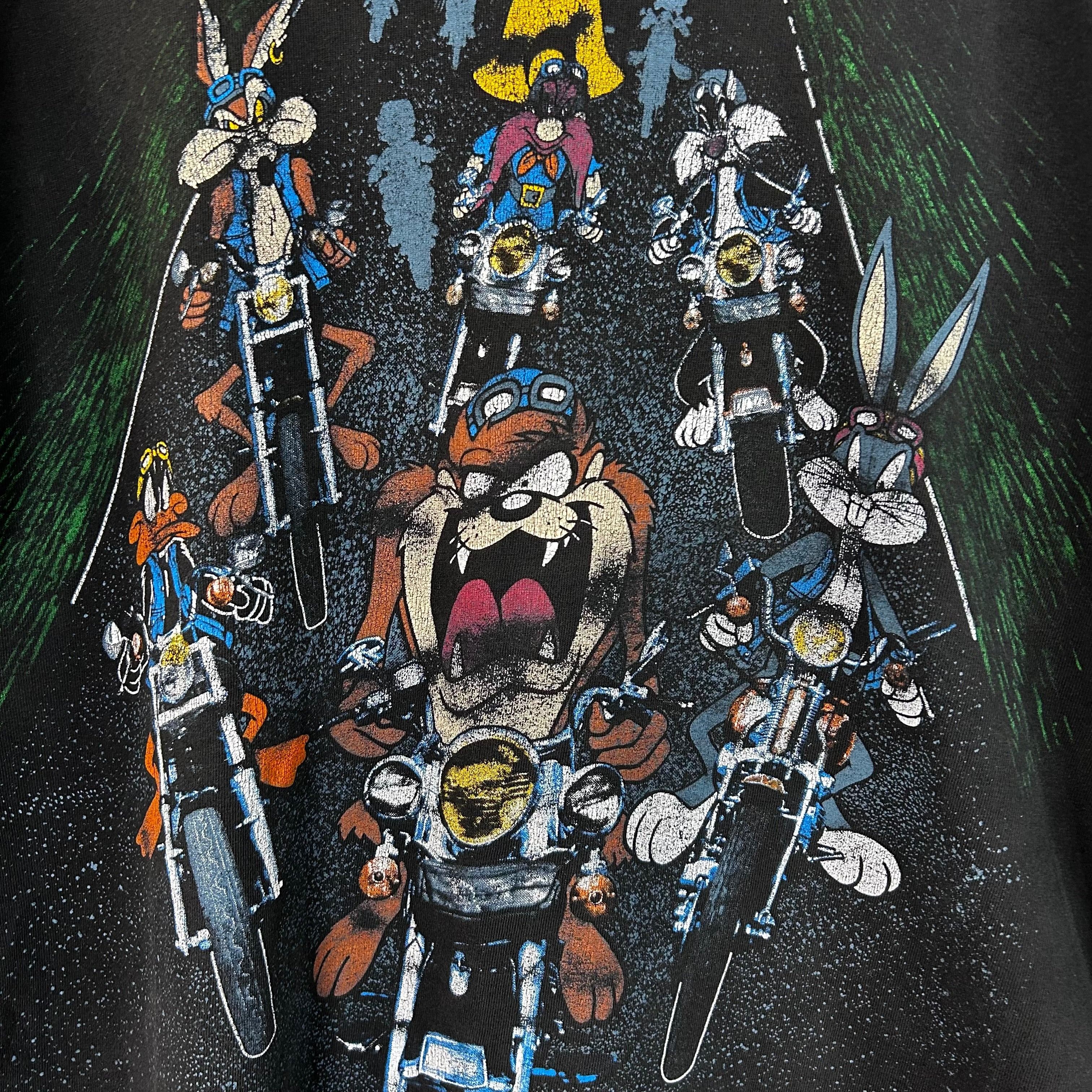 Warner Bros Vintage 90s 1993 Looney Tunes Motorcyclists Tee Size XL Size US XL / EU 56 / 4 - 5 Thumbnail