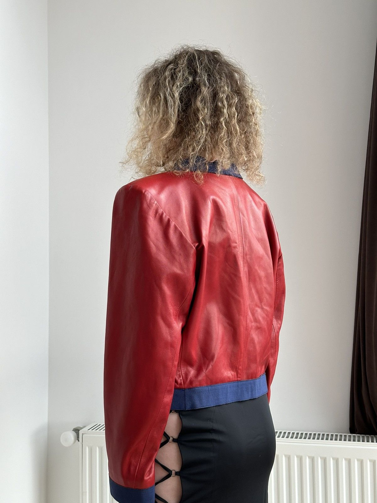Saint Laurent Paris Yves Saint Laurent Leather Blazer 80’s Red/Blue Size M / US 6-8 / IT 42-44 - 5 Thumbnail