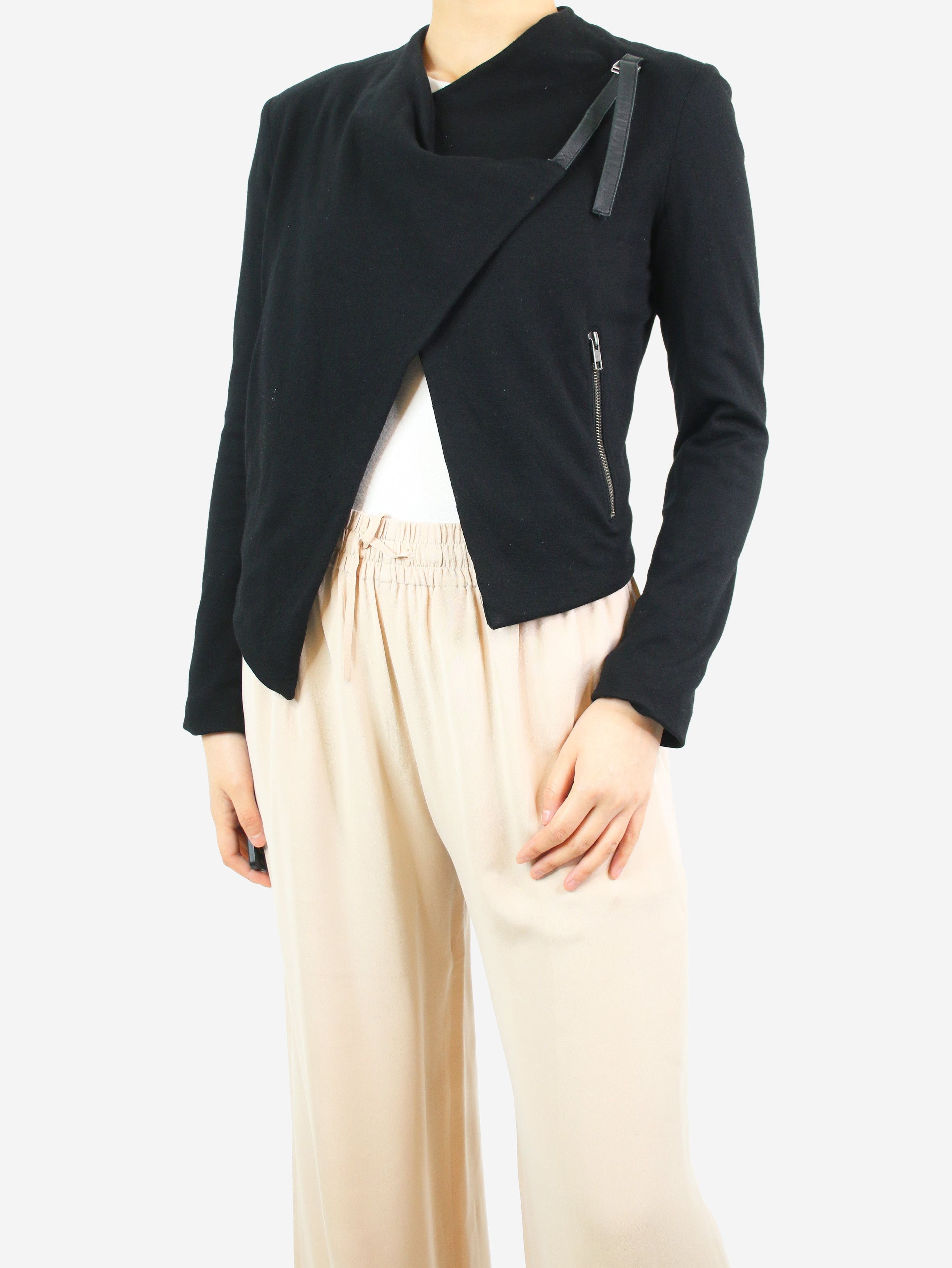 image of Helmut Lang Black Asymmetric Wool Blazer - Size S, Women's