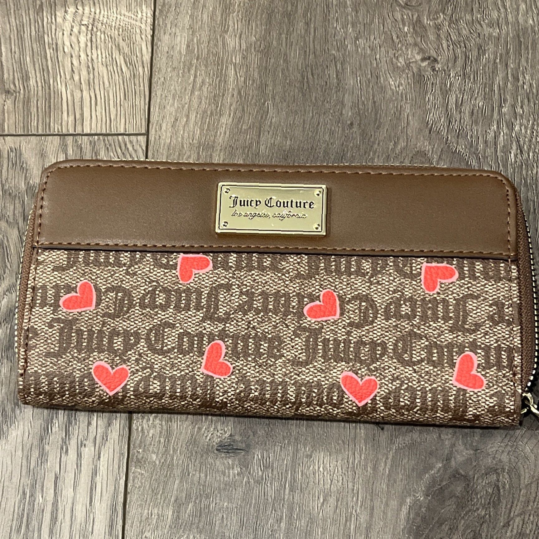 Juicy Couture Juicy Couture Wallet Women Brown Zip-Around Heart Valentines Credit Card Faux Leather Size ONE SIZE - 4 Thumbnail