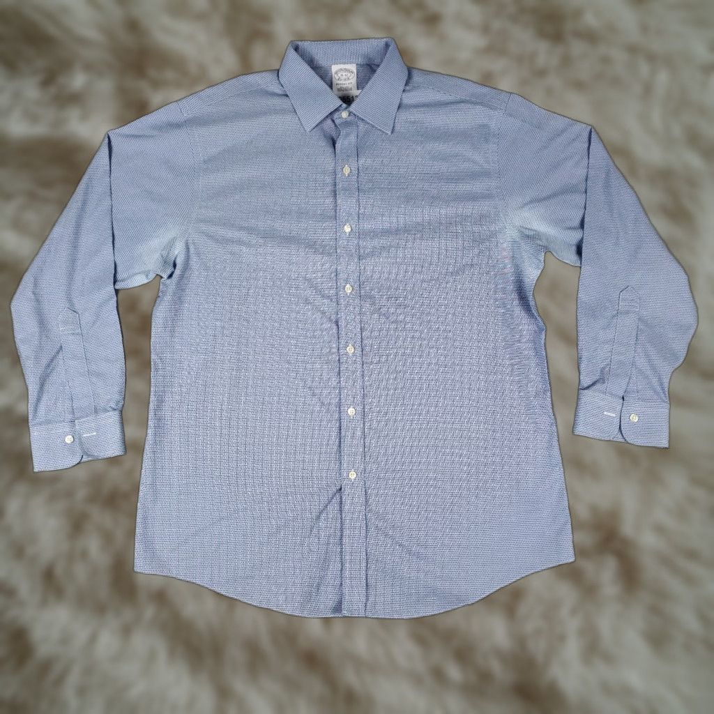 Brooks Brothers Brooks Brothers Shirt Mens 16 Blue Regent Dress Button Up Long Sleeve Regular Cotton Non-Iron Pockets Size 42R - 1 Thumbnail