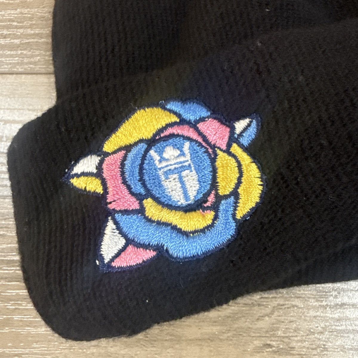 Other Teeqo Black Floral Logo Beanie Size ONE SIZE - 3 Thumbnail