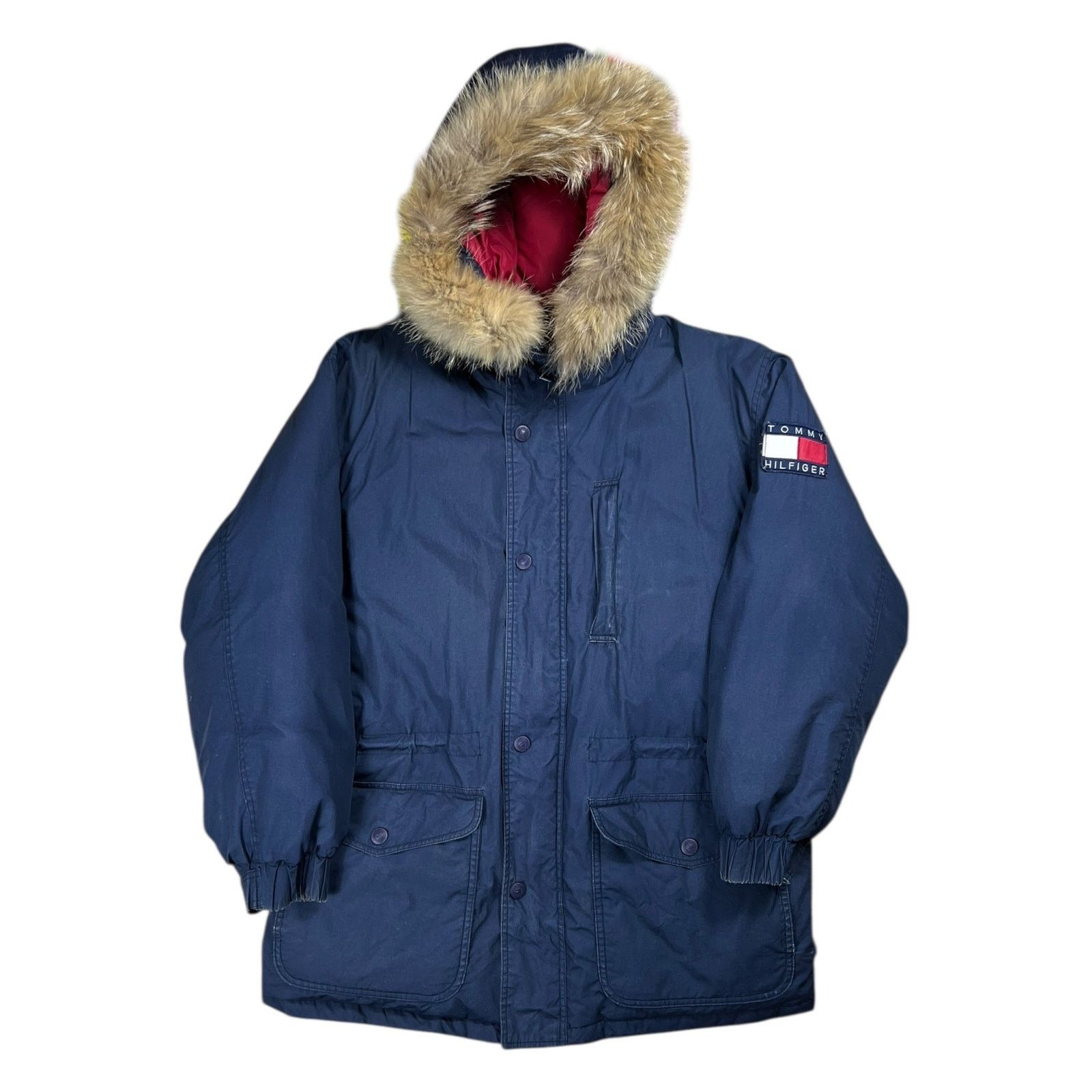 Tommy Hilfiger × Vintage Vintage 90s Tommy Hilfiger fur hood mini patch jacket (M) Size US M / EU 48-50 / 2 - 1 Thumbnail