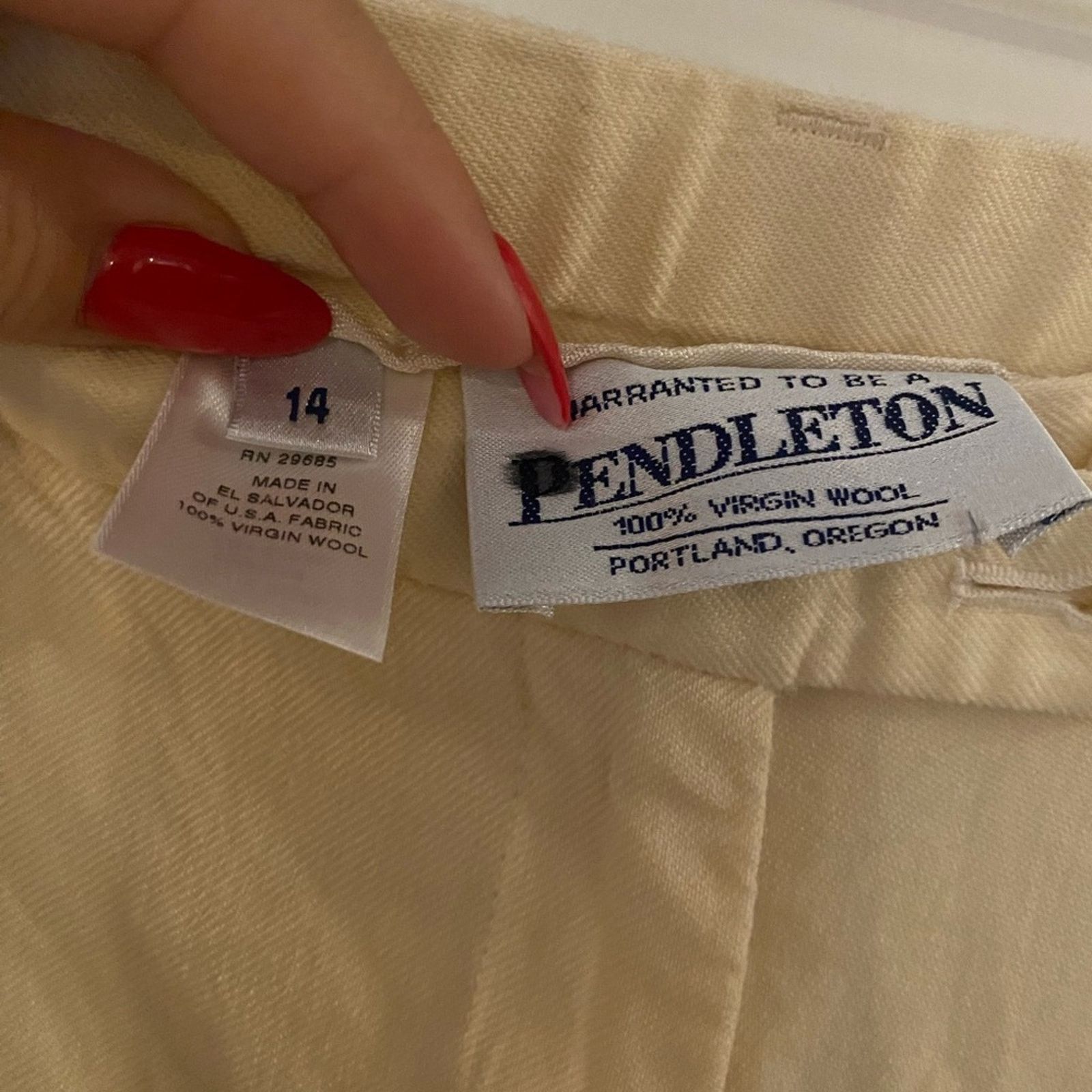 Pendleton Women's Cream High Waist -trousers Virgin Wool 14