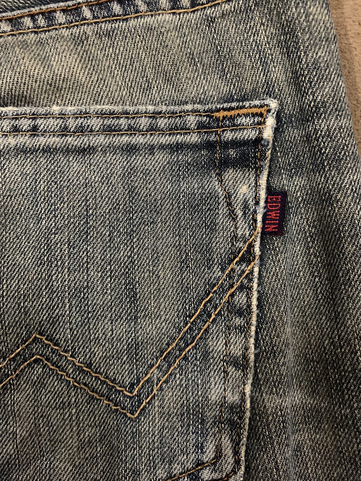 Edwin Vintage Y2K Edwin 403 Yellow Mud Wash Loose Distressed Jeans Size US 35 - 14 Thumbnail