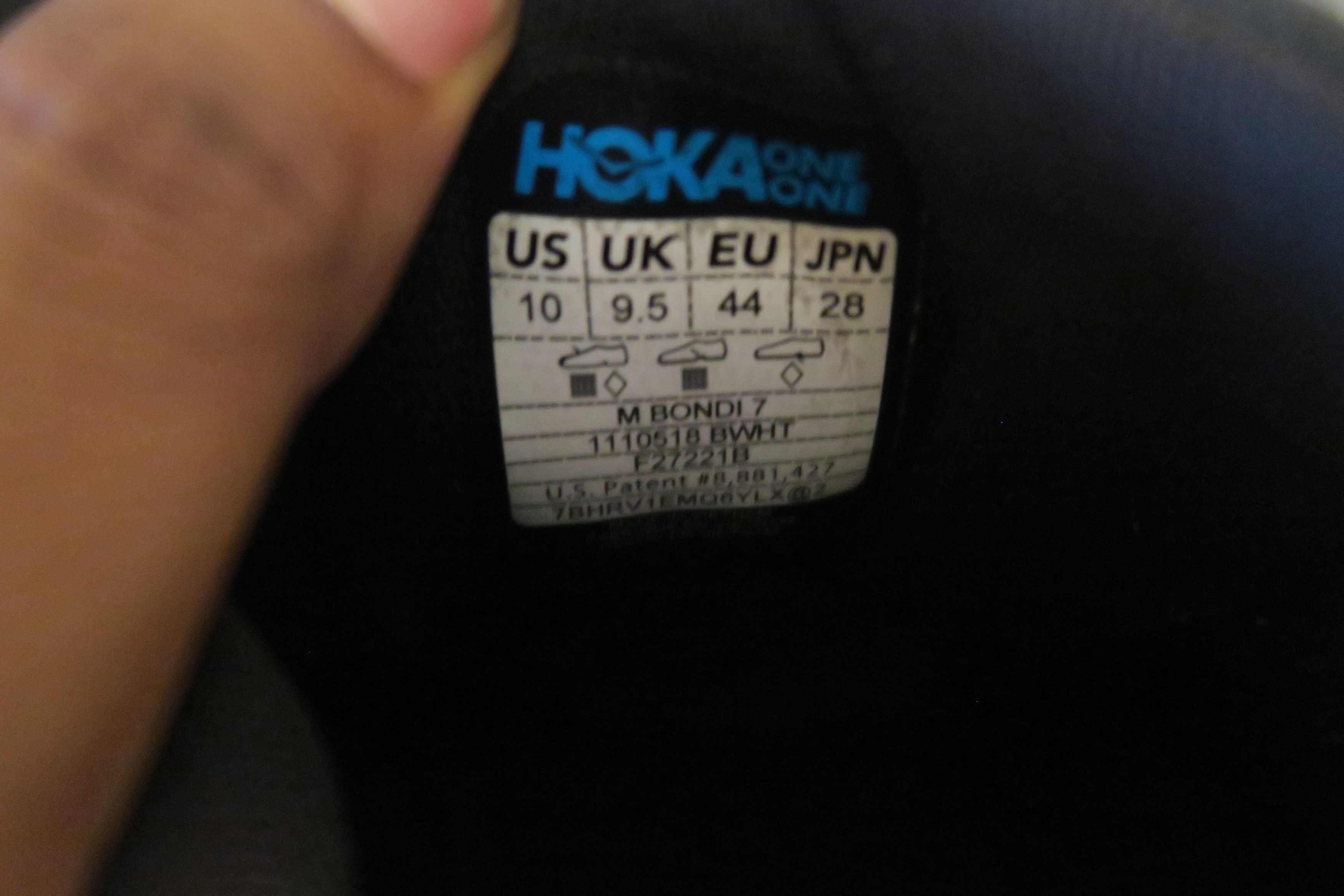 Hoka Hoka One One Mens Bondi 7 Running Shoes Black White Size US 10 / EU 43 - 6 Thumbnail