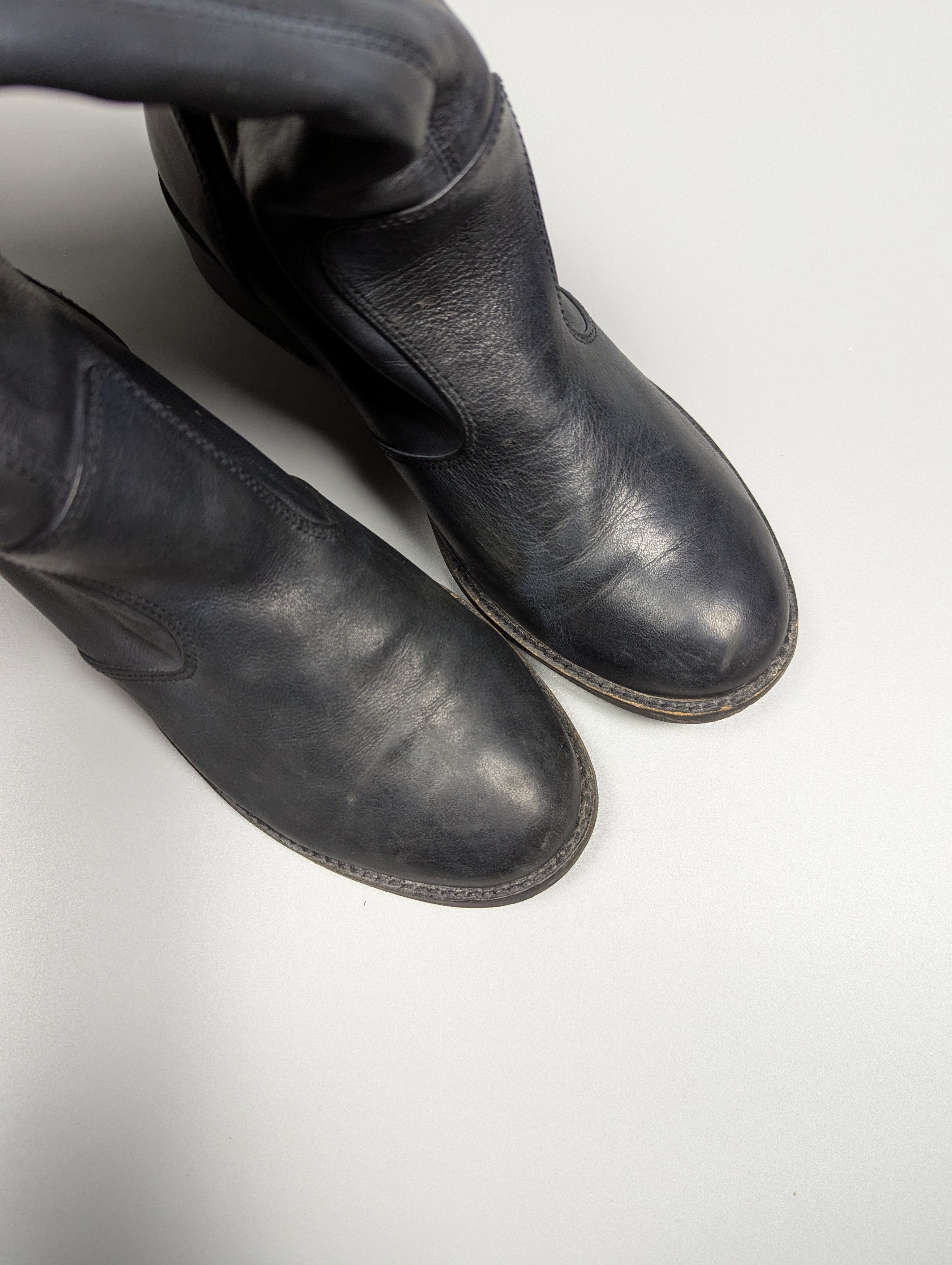 Diesel DIESEL Women's High Leather Dark Gray Distressed Y2K Boots Size US 10 / IT 40 - 3 Thumbnail