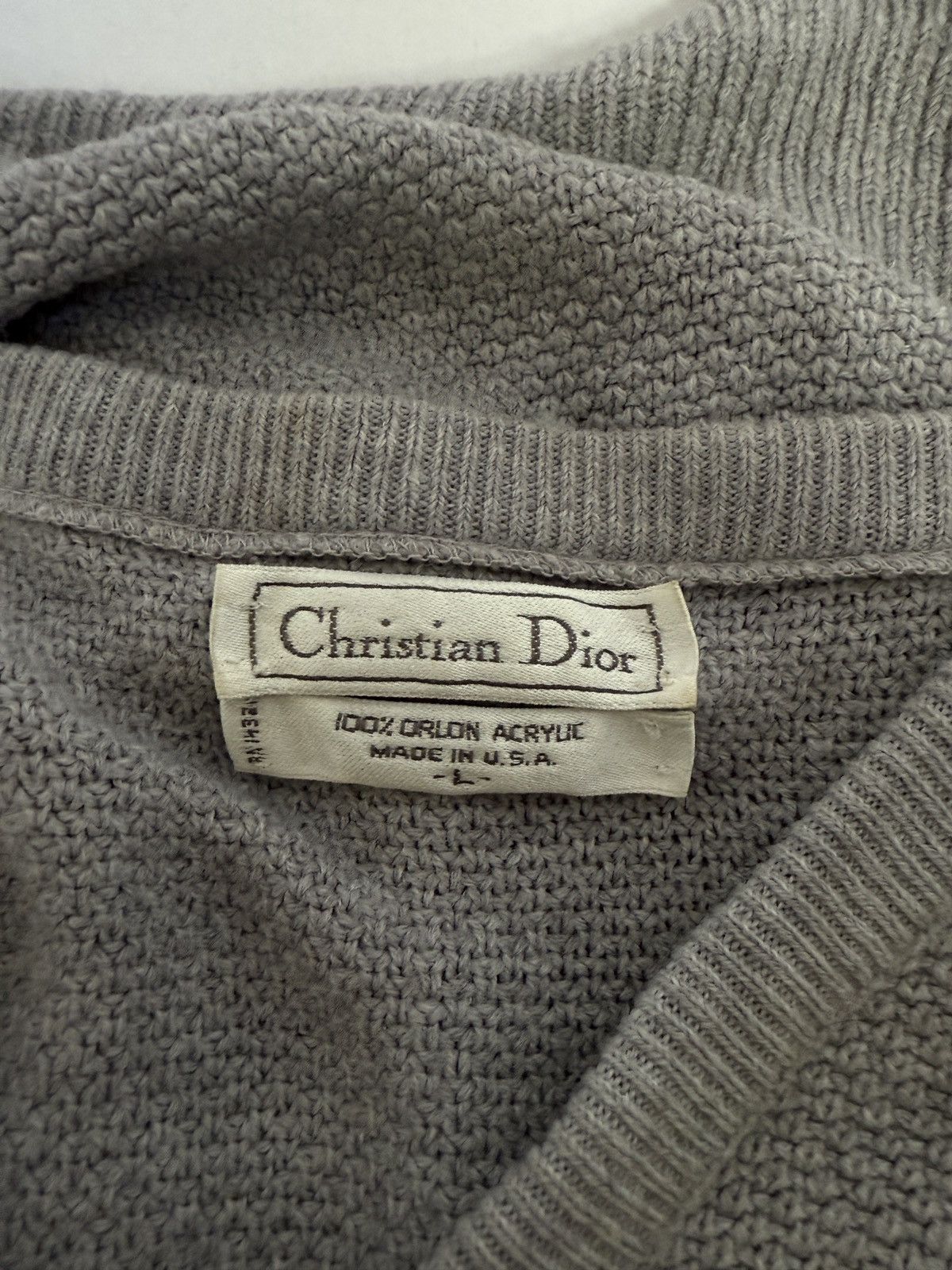Christian Dior Monsieur Christian Dior Men’s Classic V-Neck Sweater in Light Gray Size US L / EU 52-54 / 3 - 4 Thumbnail
