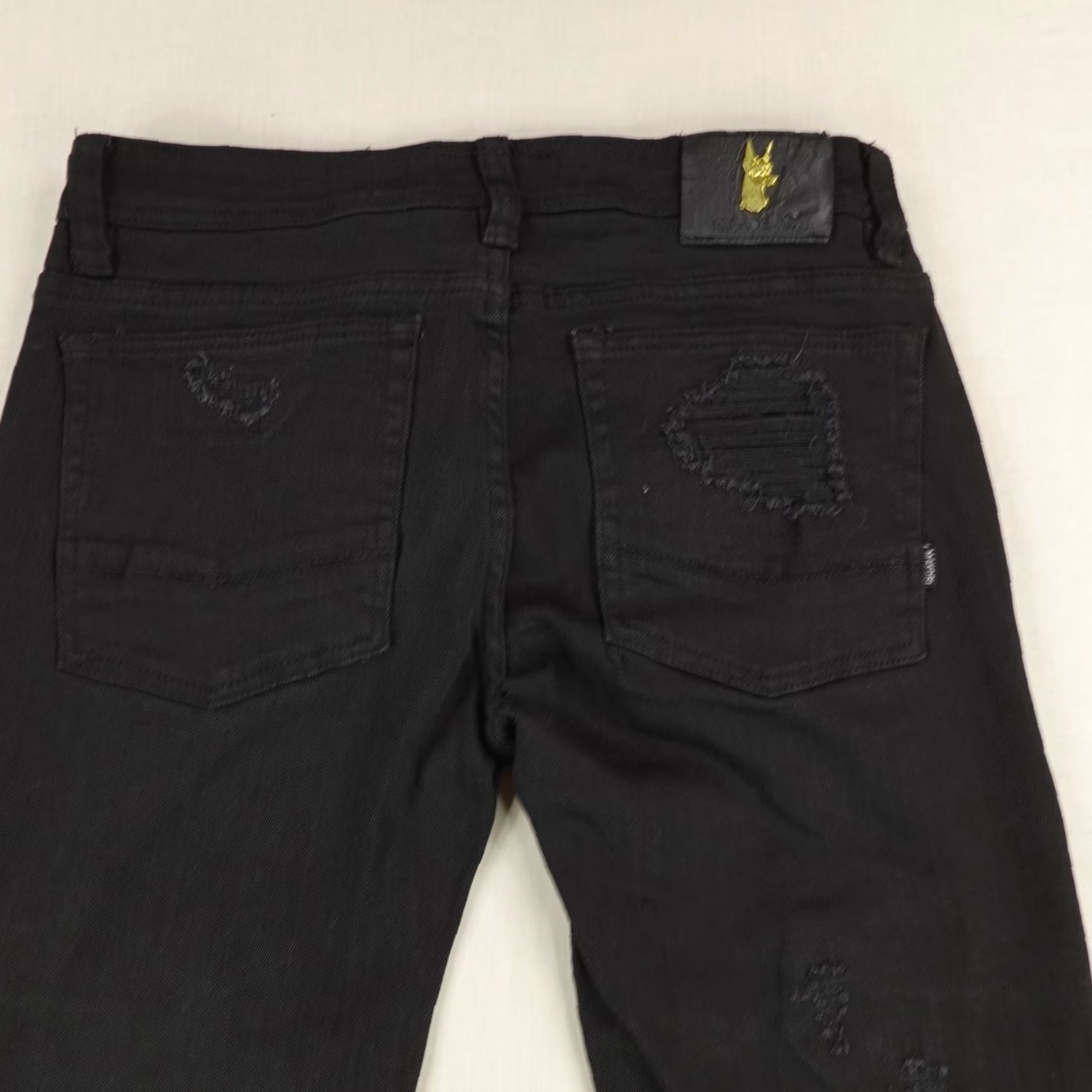 Denime Makobi Slim Fit Jeans Mens 30x32 Black Denim Distressed Stretch Pockets Size US 30 / EU 46 - 5 Thumbnail