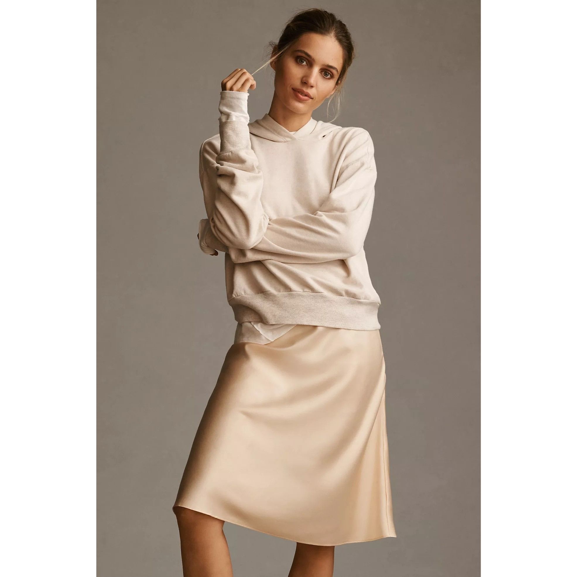 Anthropologie Sunday In Brooklyn Pearl Satin Skirt Size 27" / US 4 / IT 40 - 1 Thumbnail