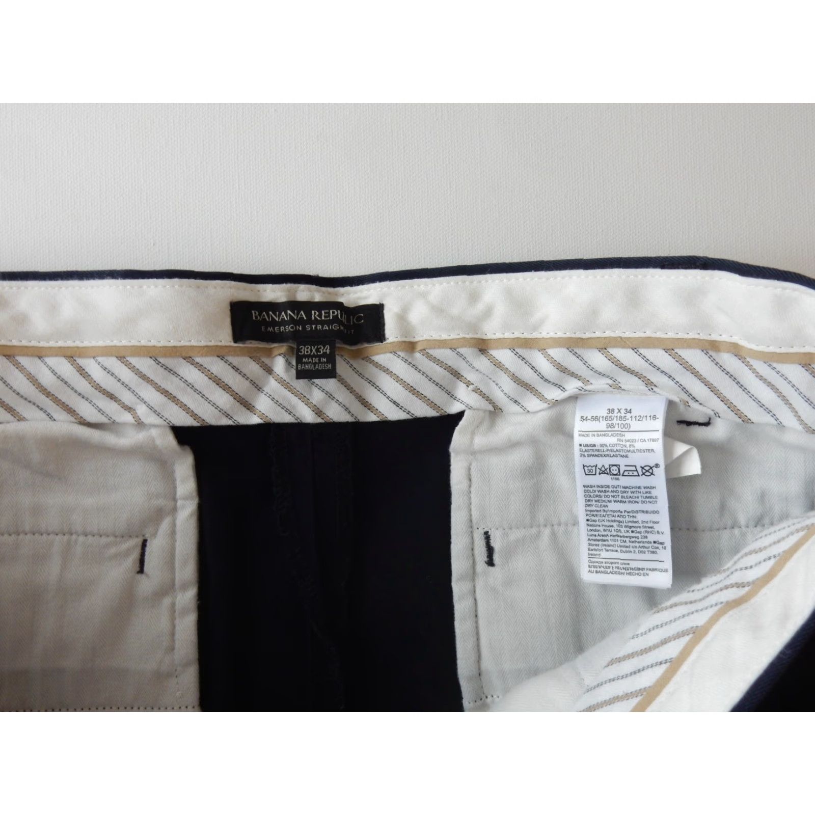 Banana Republic Banana Republic Pants Khaki Flat Front Cotton Emerson Straight Fit Men 38x34 Blue 1990s? Size US 38 / EU 54 - 4 Thumbnail