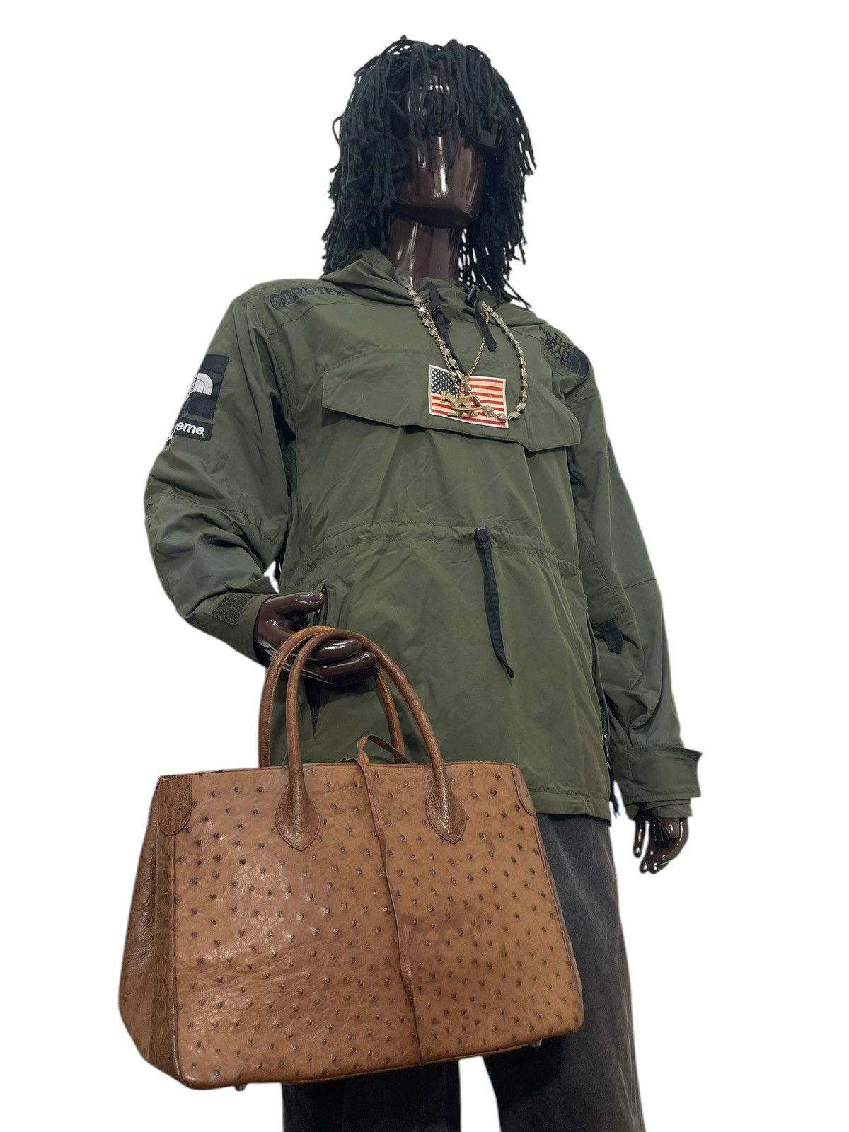 Genuine Leather Full Leather Ostritch Patina Vtg Unknown Tote Bag 2🟩0 Size ONE SIZE - 2 Thumbnail
