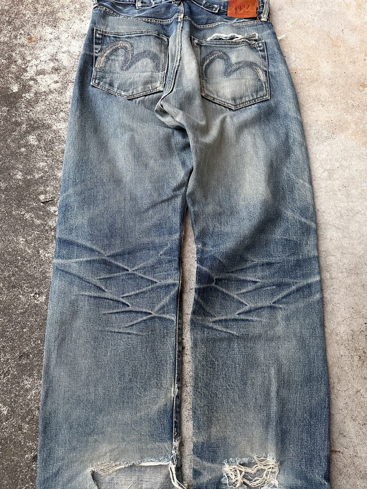 Evisu Buckle Back Thrashed No 2 2000s Selvedge seagulls back cinch Size US 34 / EU 50 - 9 Thumbnail
