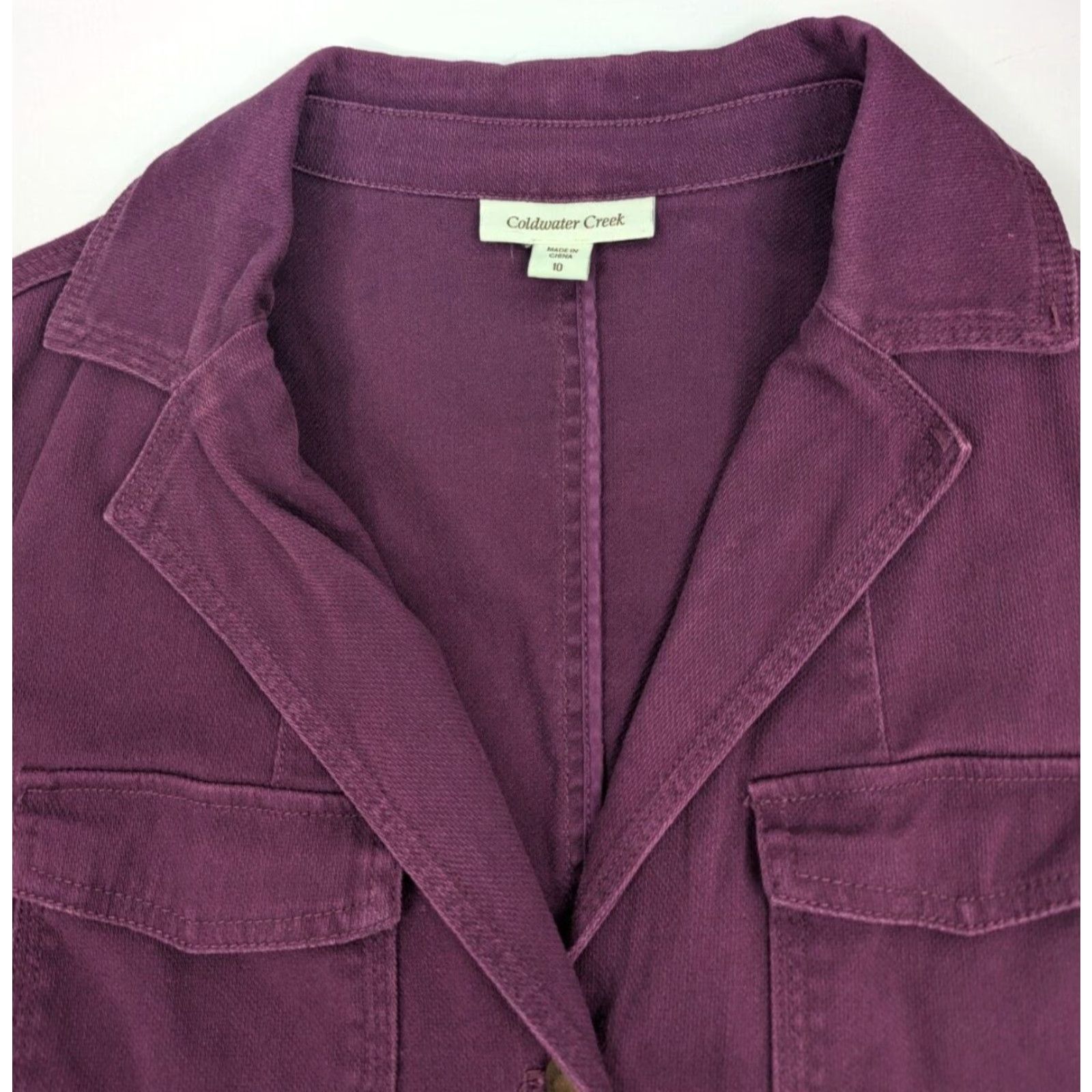 Coldwater Creek Coldwater Creek Women's Plum Purple Button Collared Flap Pockets Jacket Size 10 Size L / US 10 / IT 46 - 6 Thumbnail