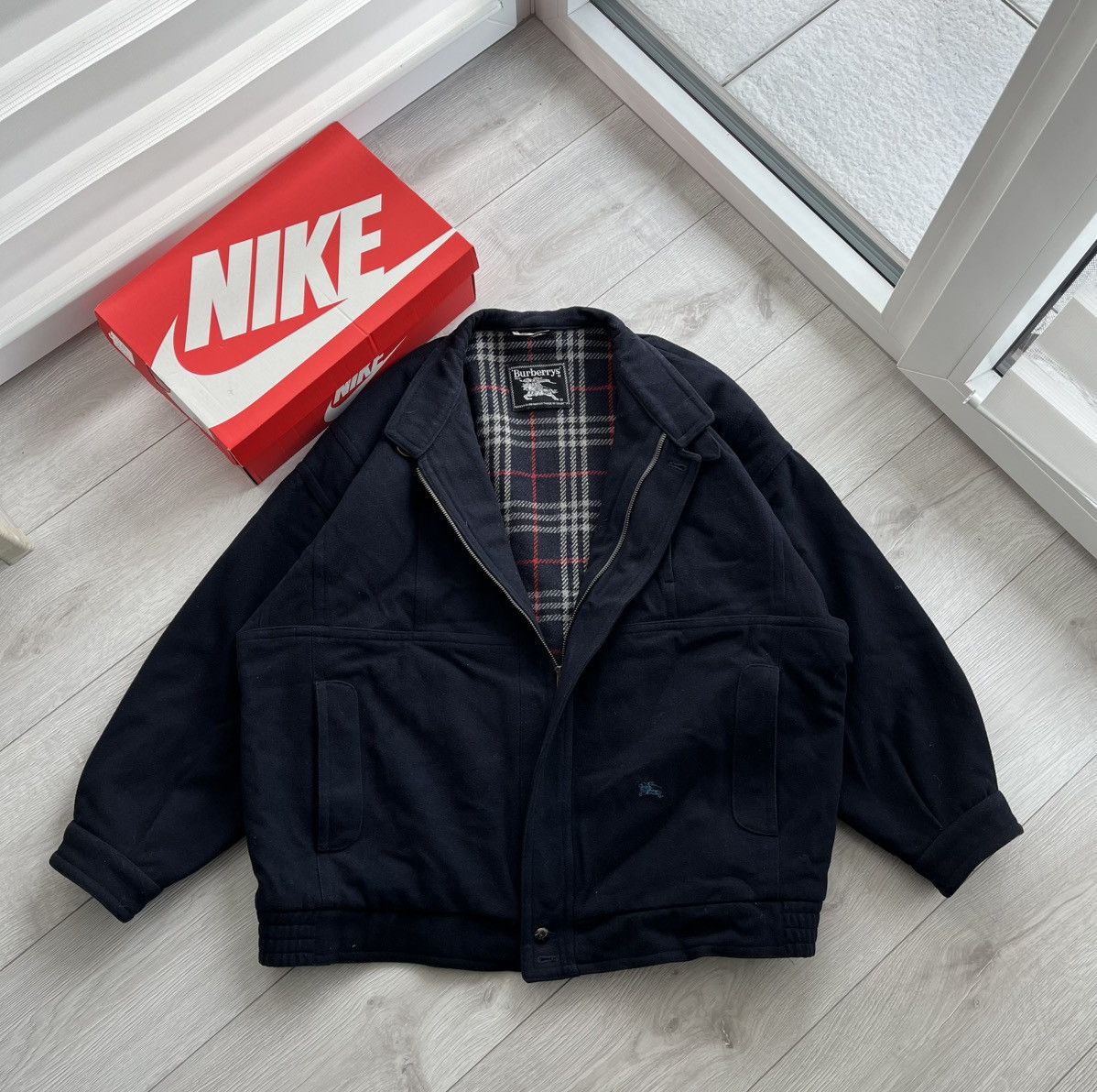 Burberry Burberrys Vintage Wool Bomber 90s Size US XL / EU 56 / 4 - 1 Thumbnail