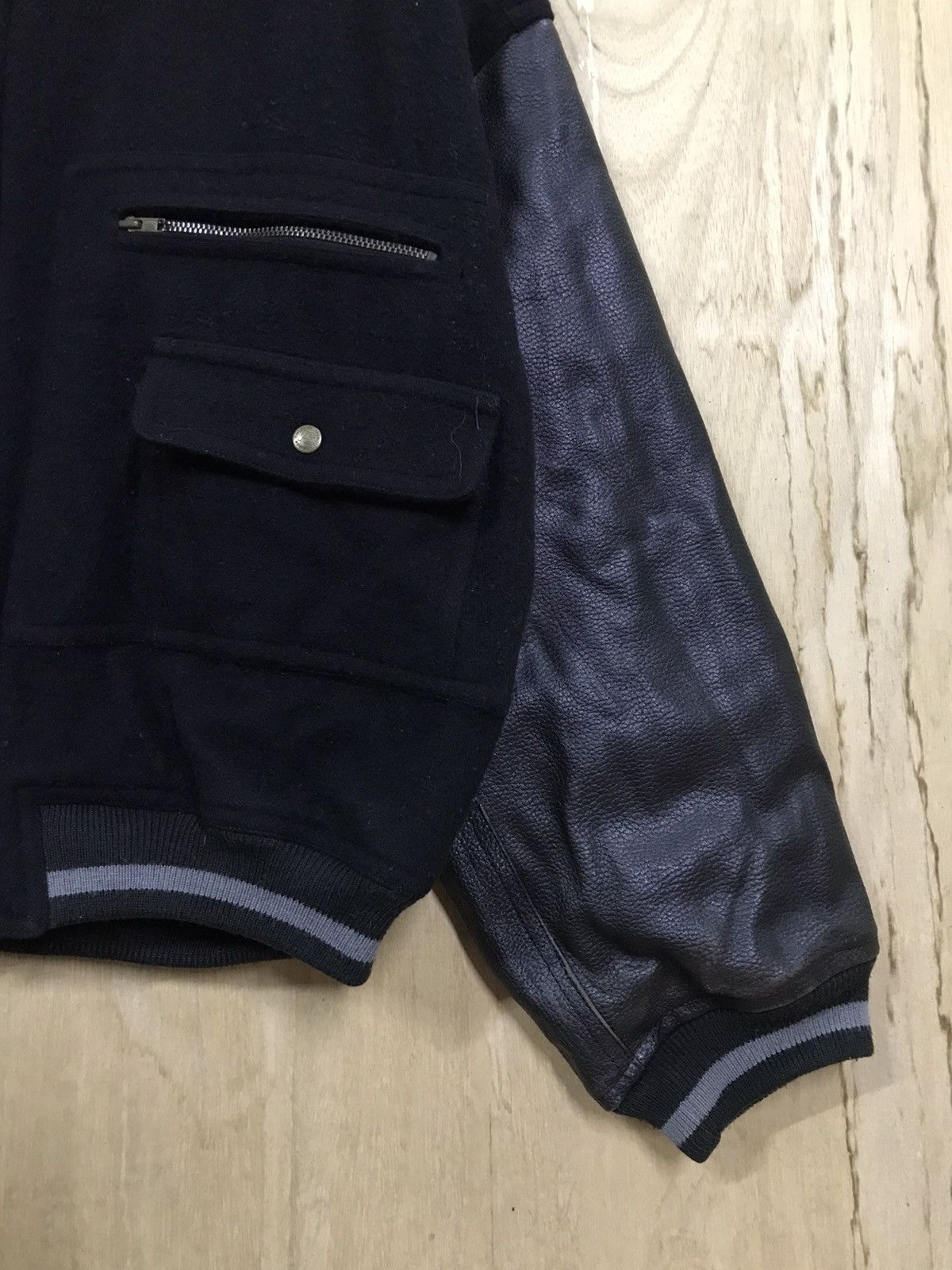 Issey Miyake Vintage 80’s Issey Miyake Leather Sleeve Varsity Jackets Size US M / EU 48-50 / 2 - 9 Thumbnail
