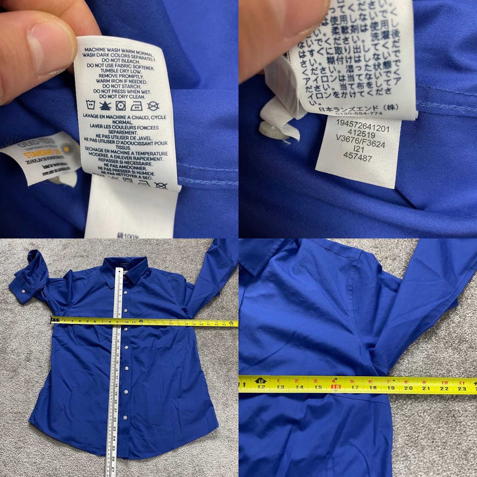 Lands' End Lands' End Women's Button-Down Dress Shirt Size 8 Cotton Long Sleeve Solid Blue Casual Office Size M / US 6-8 / IT 42-44 - 8 Thumbnail