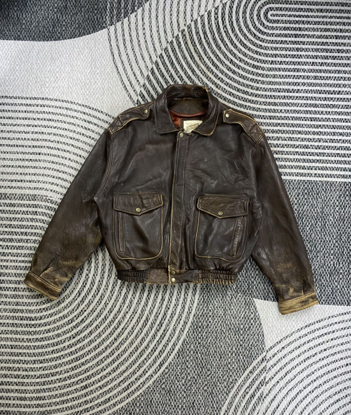Genuine Leather Vintage 80s Brunati A2 Style Leather Jacket Size US L / EU 52-54 / 3 - 1 Thumbnail