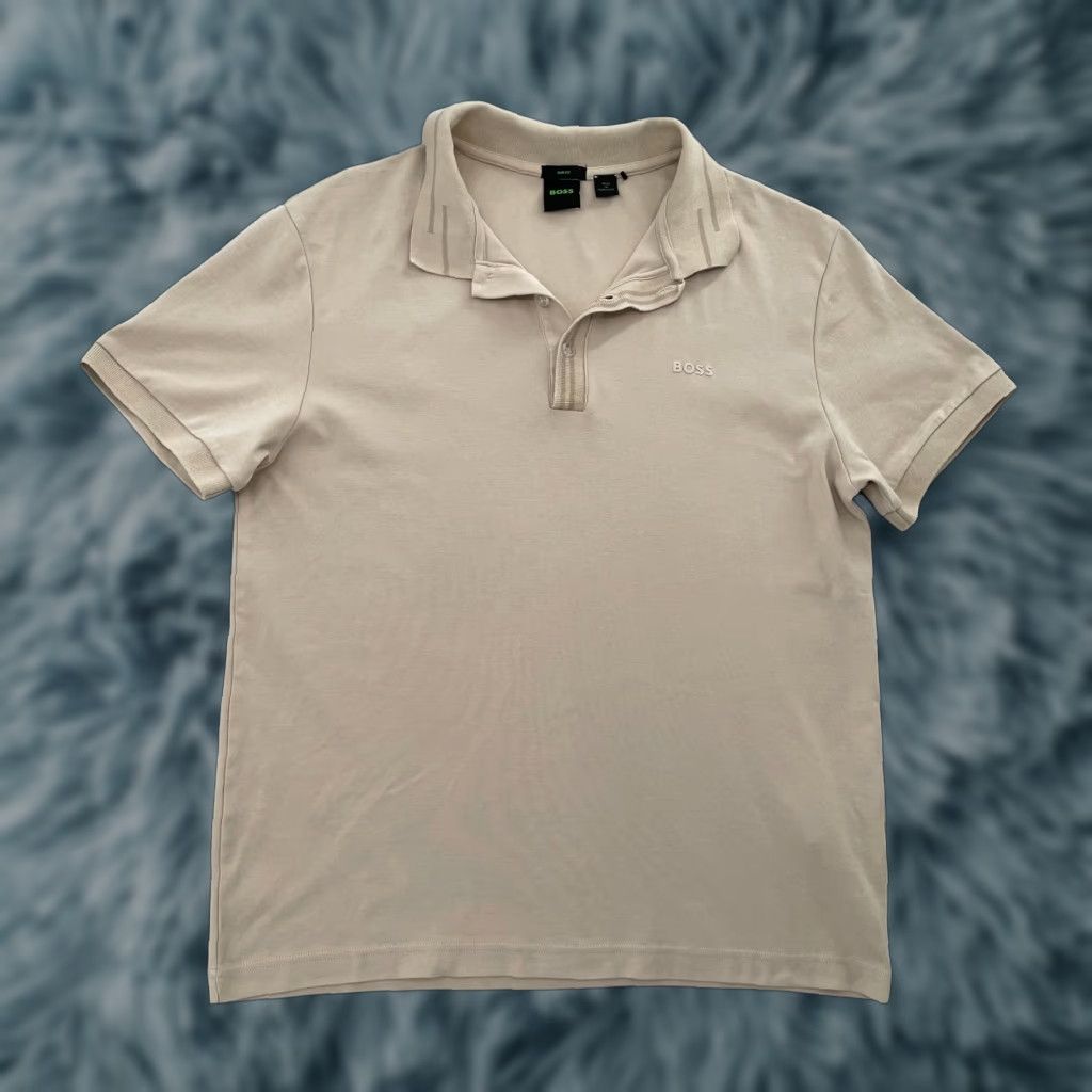Hugo Boss HUGO BOSS Shirt Polo Adult Large Brown Tan Short Sleeve Casual Modern Preston Mens L Slim Size US L / EU 52-54 / 3 - 1 Thumbnail