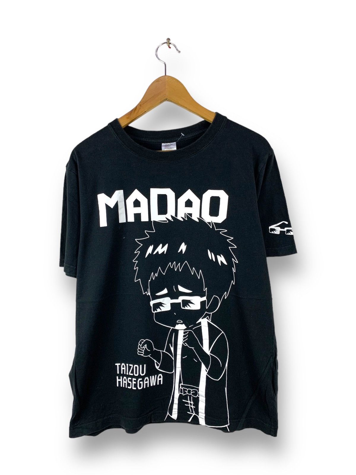 image of Anima Steals! Madao Taizou Hasegawa Japan Anime Cartoon Tee in Black, Men's (Size Medium)