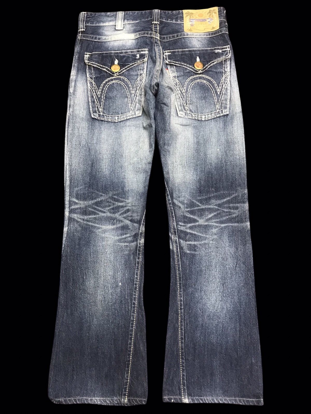 Edwin 💥FLARE💥VTG EDWIN BLUE STONEWASH DISTRESSED DENIM F215 Size US 32 / EU 48 - 2 Thumbnail