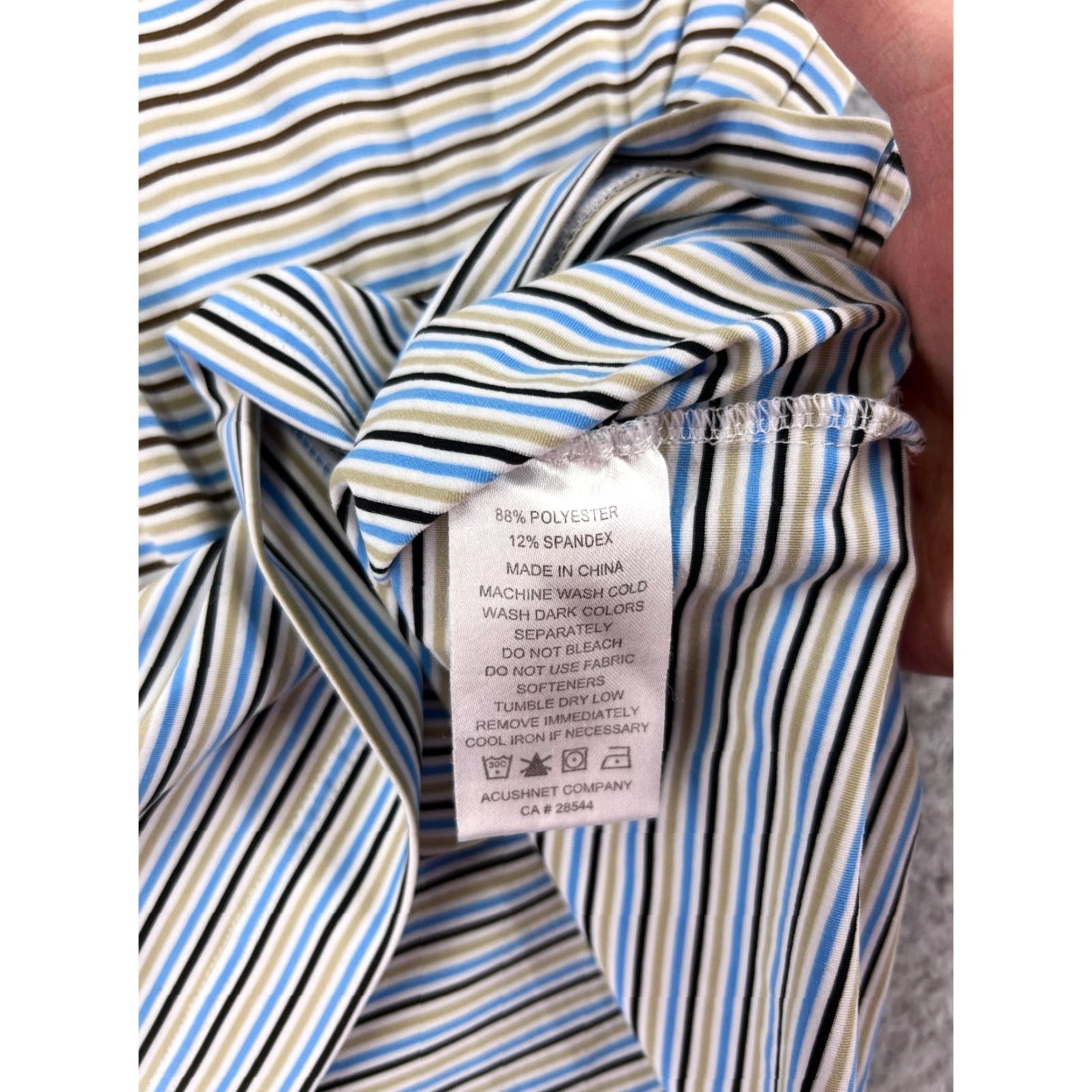 Footjoy FootJoy Polo Shirt Men L Blue Striped Polo Shirt Lightweight Polyester Size US L / EU 52-54 / 3 - 4 Thumbnail