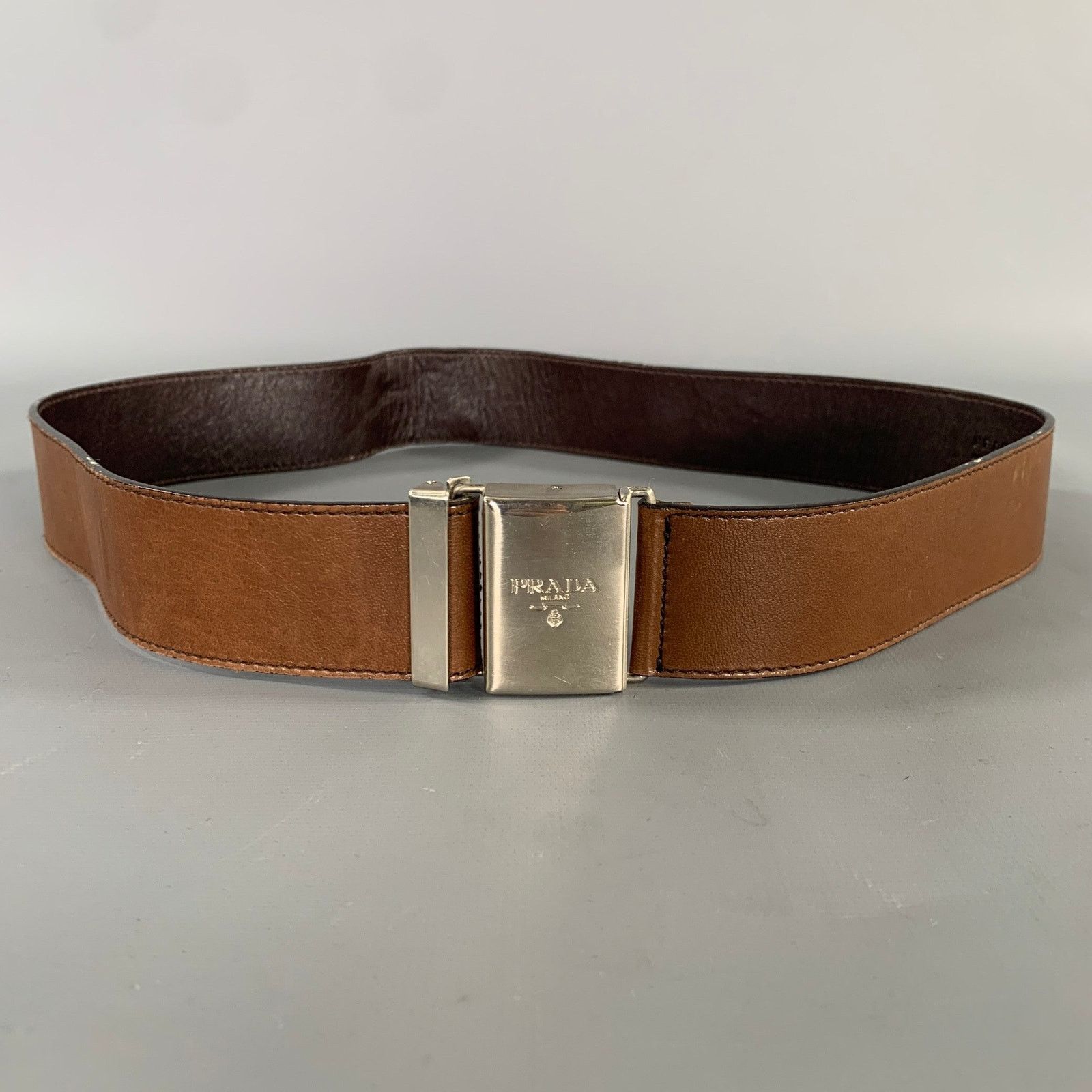 Prada PRADA Brown Leather Belt Size 28 - 1 Thumbnail
