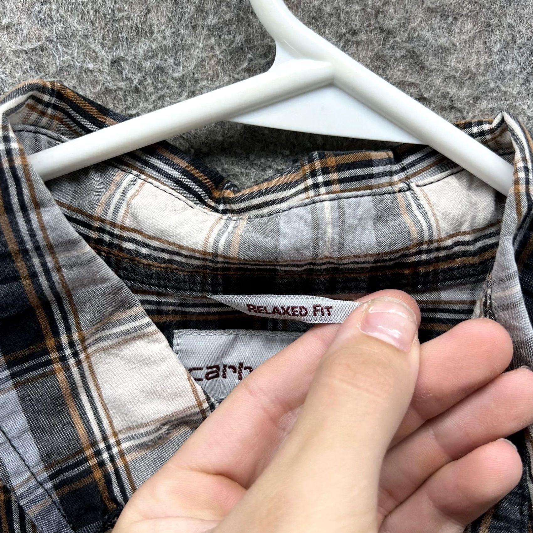 Carhartt Carhartt Shirt Mens Large Gray Plaid Short Sleeve Button Front Relaxed Fit Size US L / EU 52-54 / 3 - 3 Thumbnail