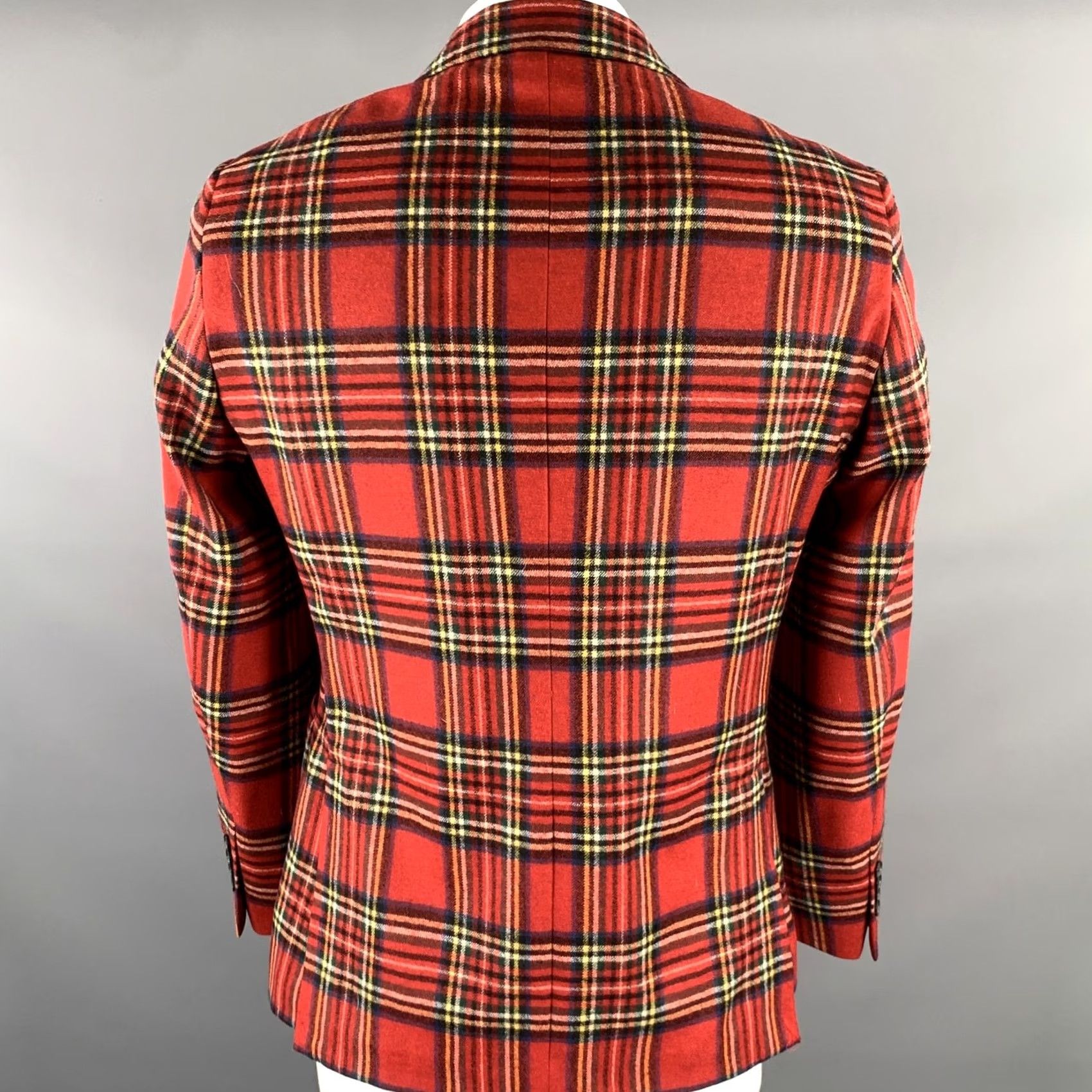 Brooks Brothers BROOKS BROTHERS Sport Coat 42 Red Tartan Wool Blend Blazer Mens NOTCH LAPEL Size 42R - 4 Thumbnail