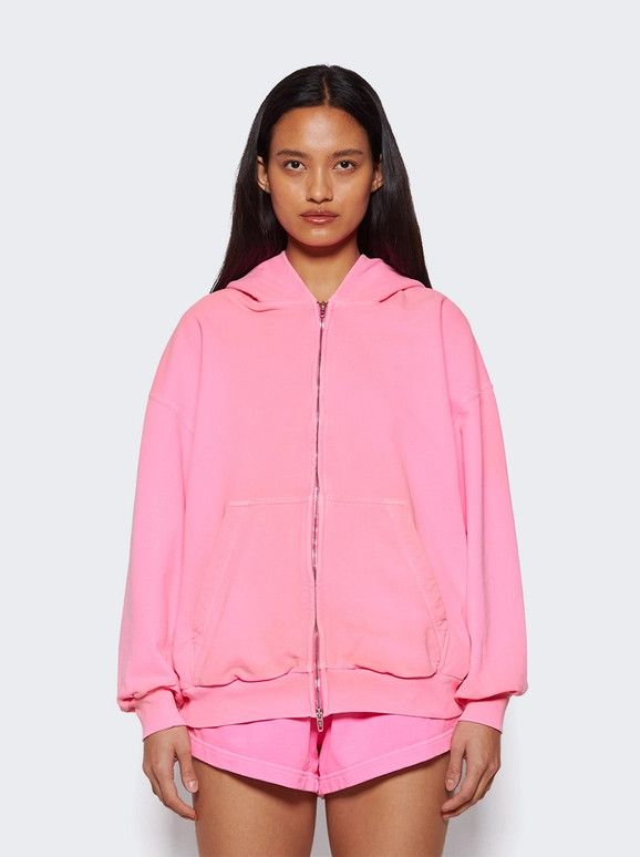 Balenciaga o1la1rc1a0425 Paris Zip-up Hoodie Small Fit in Fluo Pink Size S / US 4 / IT 40 - 5 Thumbnail