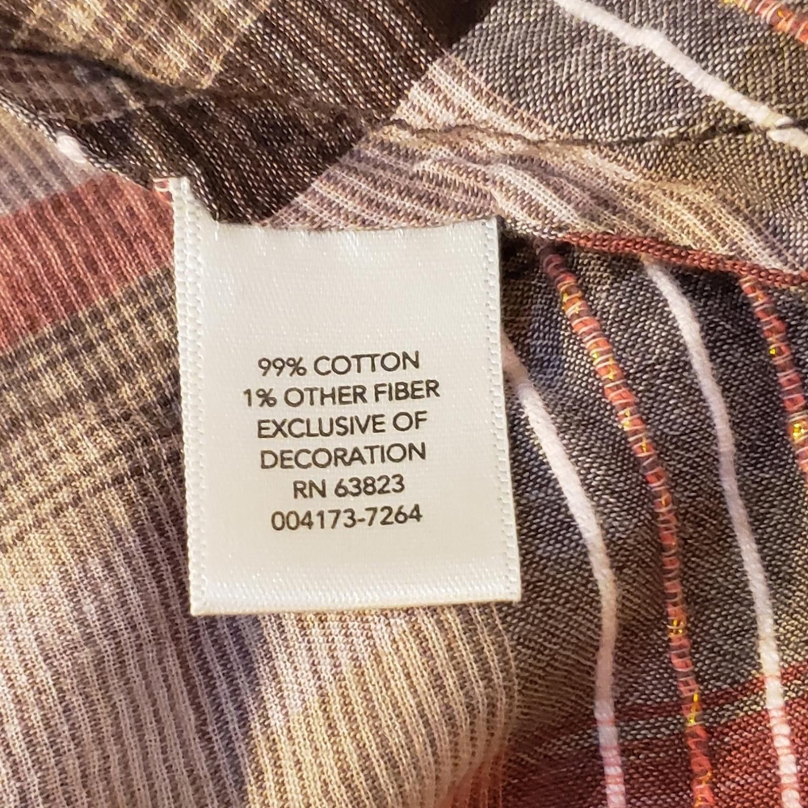 Other Christopher & Banks Plaid Blouse Brown/Pink/White Size M / US 6-8 / IT 42-44 - 4 Thumbnail