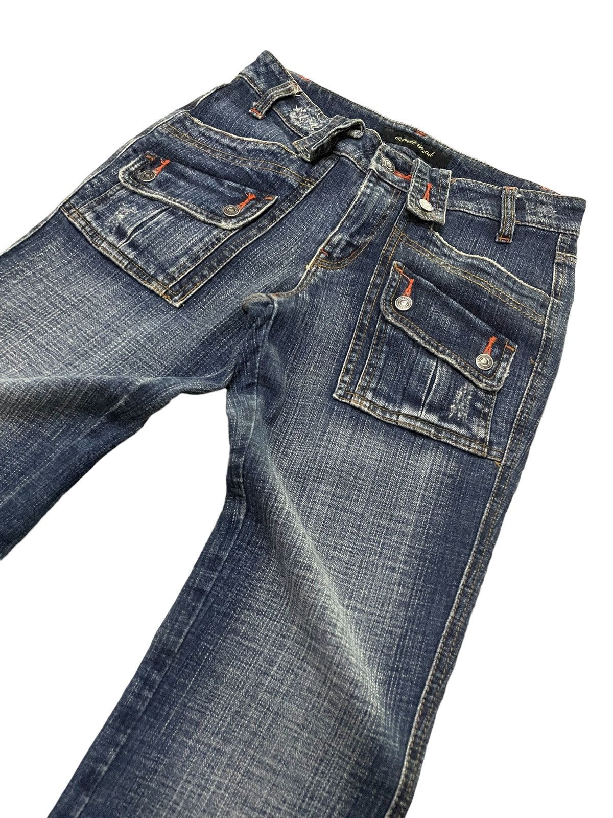If Six Was Nine × Le Grande Bleu (L.G.B.) Camel Road Japan Bush Pocket Flared Stacked Denim Pants Size US 28 / EU 44 - 7 Thumbnail