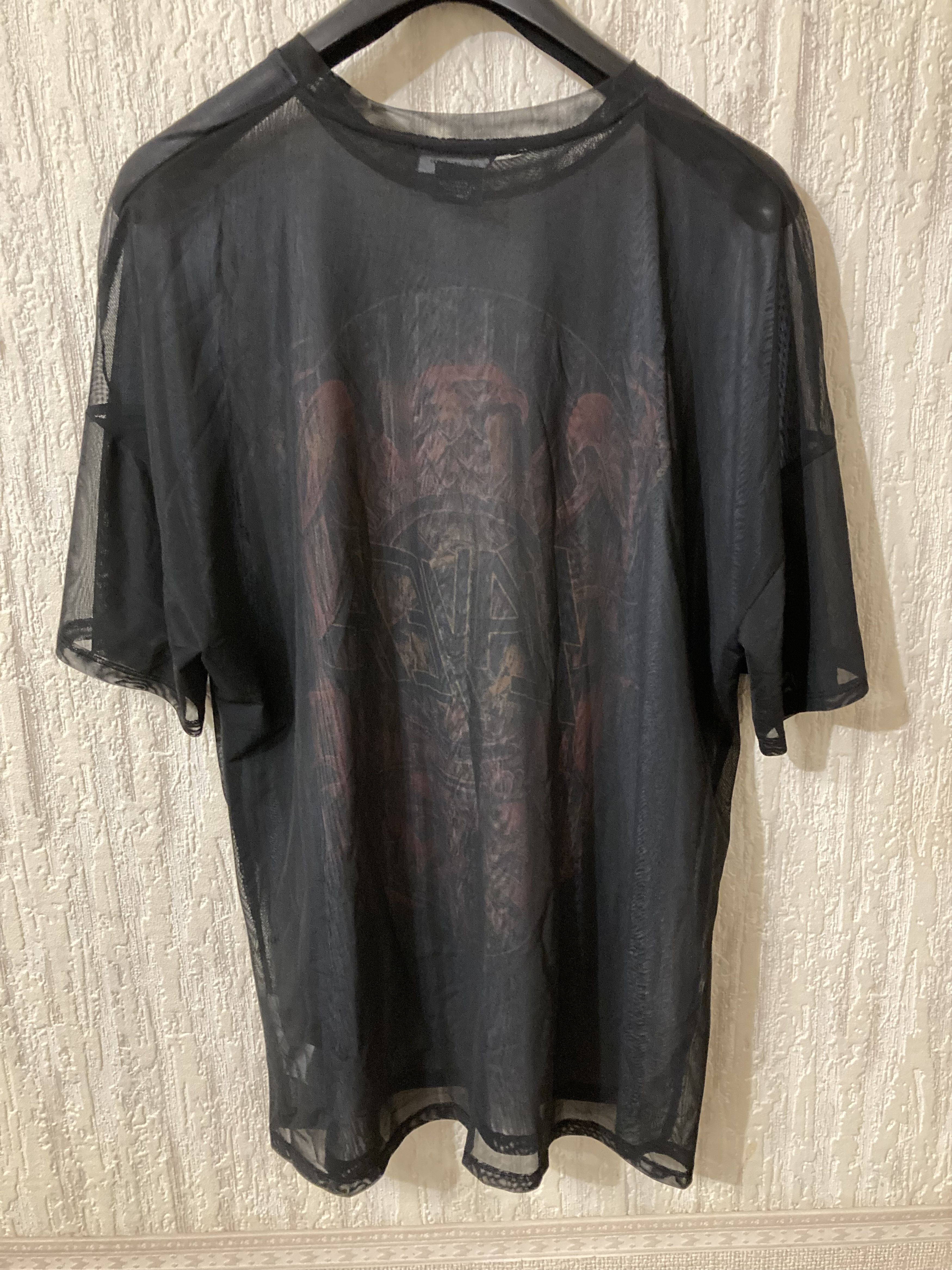 Band Tees × Bershka × Slayer Slayer Logo Tulle Mesh Oversized Band Tee Sz.-L Size L / US 10 / IT 46 - 6 Thumbnail