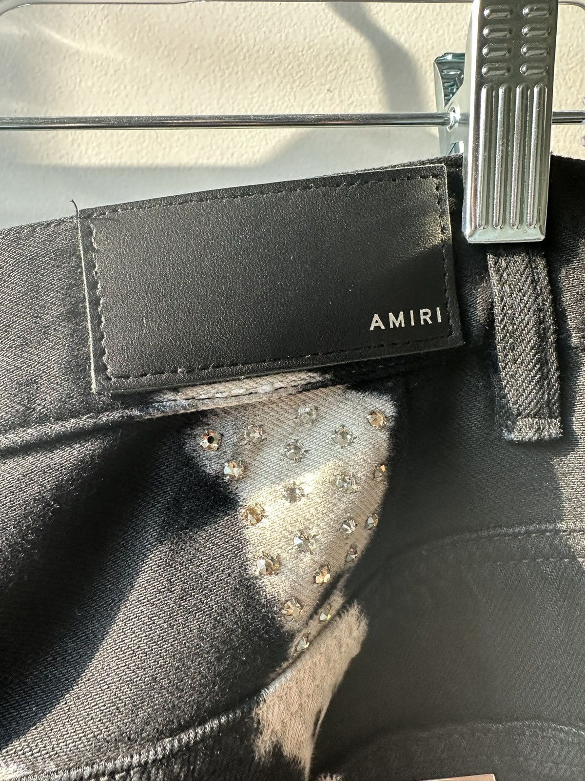 Amiri AMIRI CRYSTAL BLEACHED DYE STRAIGHT LEG EMBELLISHED JEAN Size US 30 / EU 46 - 11 Thumbnail