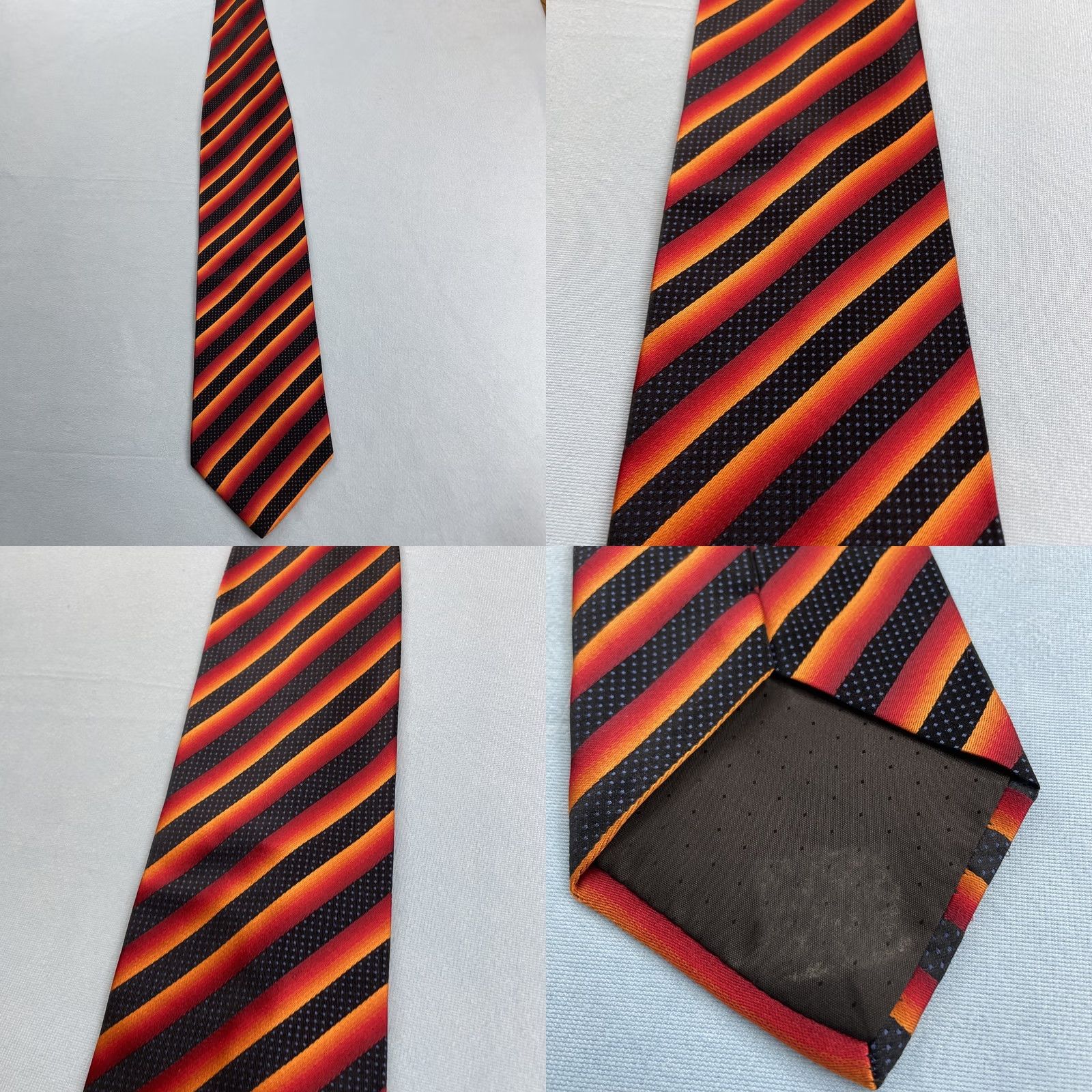 Vintage VINTAGE Pavone Silk Tie Black Red Orange Stripe 59" Wide 4x59 Italy Handmade Men Tie Spun Silk Capsule Size ONE SIZE - 10 Thumbnail
