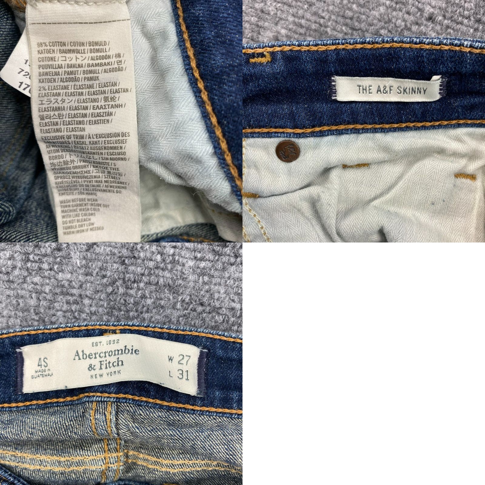 Abercrombie & Fitch Abercrombie & Fitch Jeans Womens 4S Blue Skinny Low Rise Modified Stitch Size 27" / US 4 / IT 40 - 9 Thumbnail