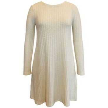 Style & Co Style & Co Hacci Ribbed Brushed Swing Dress, Vanilla Bean, S Size S / US 4 / IT 40 - 1 Thumbnail
