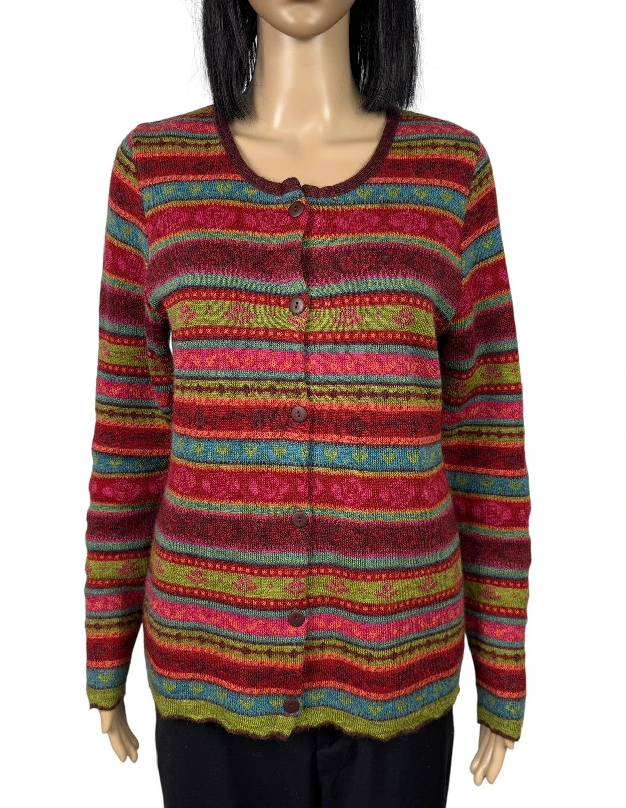 Other Flomax Wool Knit Cardigan Striped Floral Pattern size S Size S / US 4 / IT 40 - 2 Thumbnail