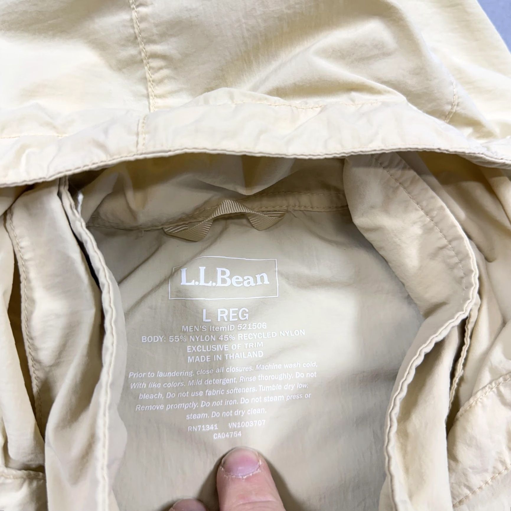 Vintage L.L. Bean Jacket Mens Large White Hooded Nylon Windbreaker Full Zip Lightweight Jacket Size US L / EU 52-54 / 3 - 4 Thumbnail
