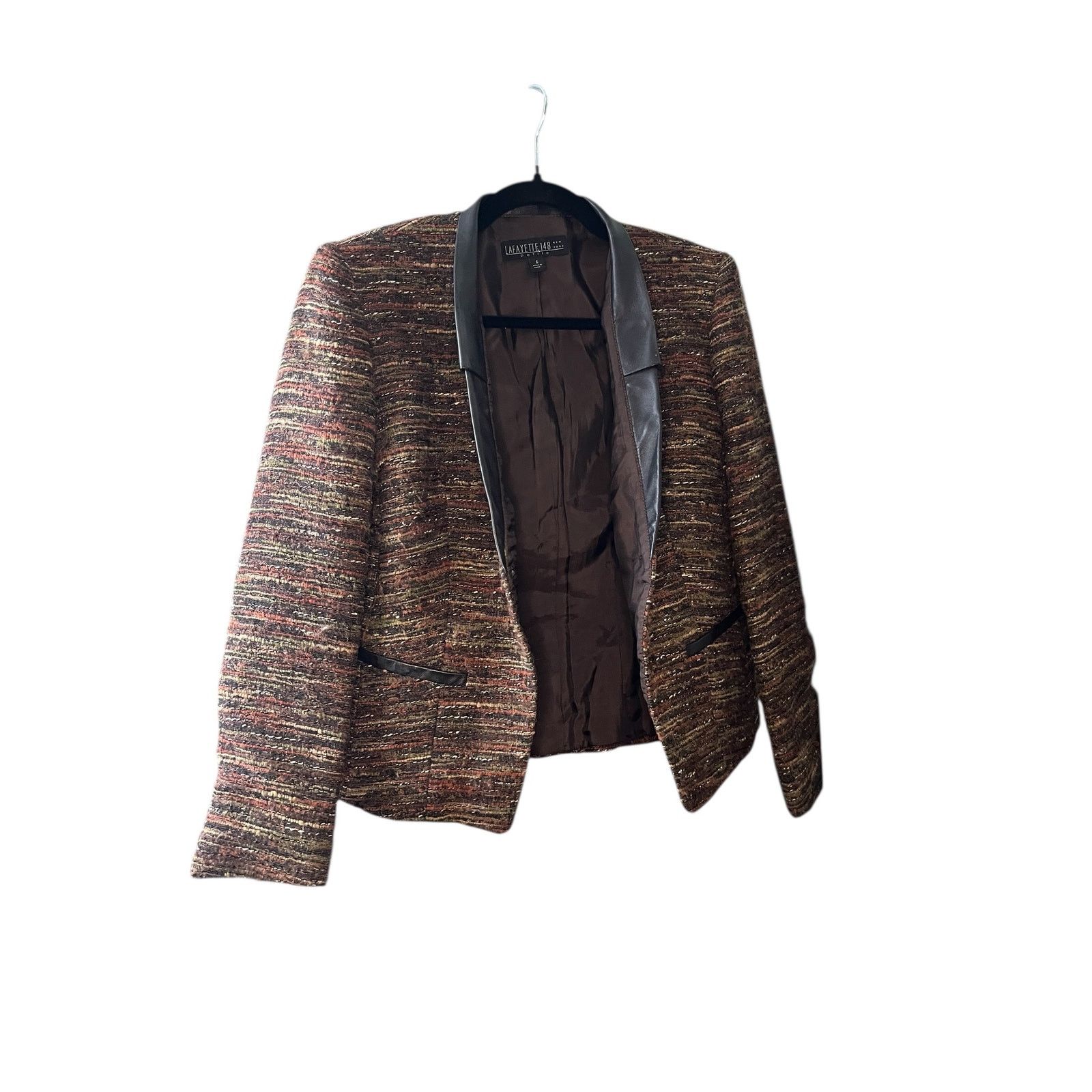 Lafayette 148 Lafayette 148 Alpaca Wool Blazer, Leather Collar - Small Size S / US 4 / IT 40 - 2 Thumbnail