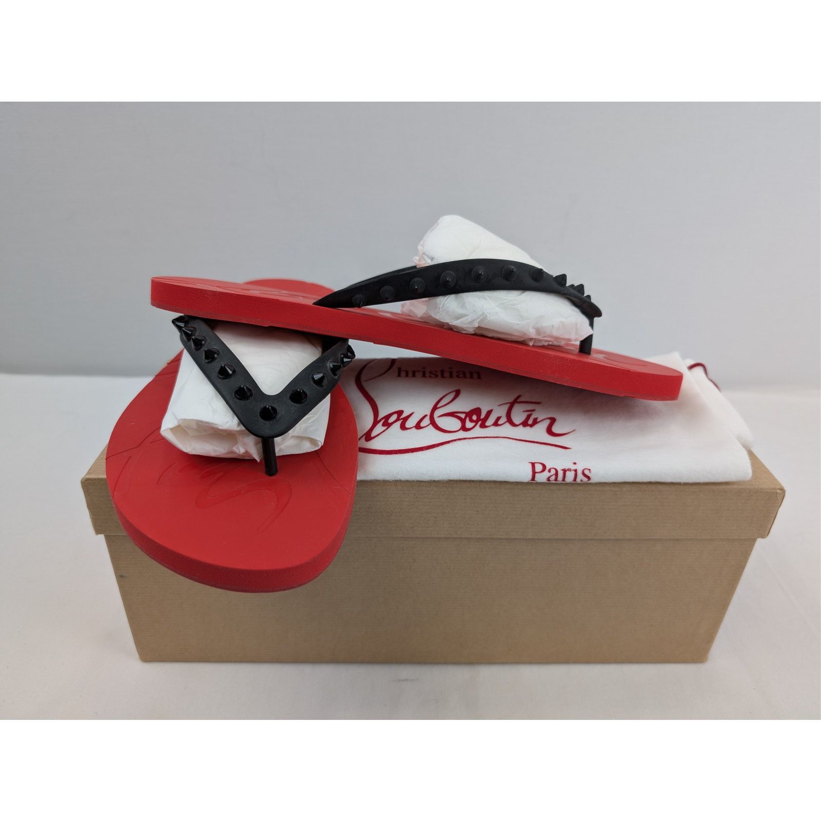 Christian Louboutin o1rshd1 Loubi Flip Flat Slide slipper in Red 46 Size US 13 / EU 46 - 16 Thumbnail