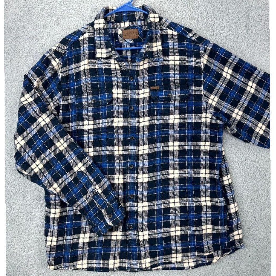 Orvis Orvis Shacket Shirt Adult XL Navy Multi Plaid Button Up Pocket Men Size US XL / EU 56 / 4 - 2 Thumbnail