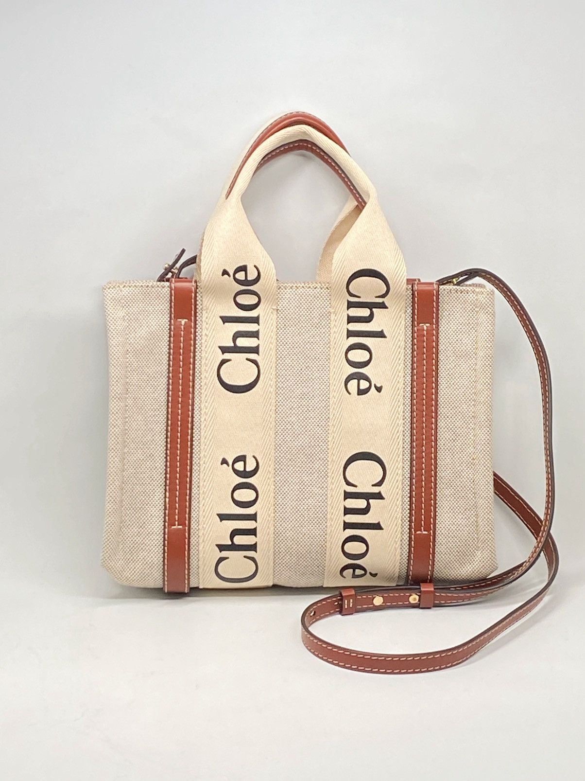 Chloe Chloe Small Woody Canvas Tote Bag Size ONE SIZE - 4 Thumbnail